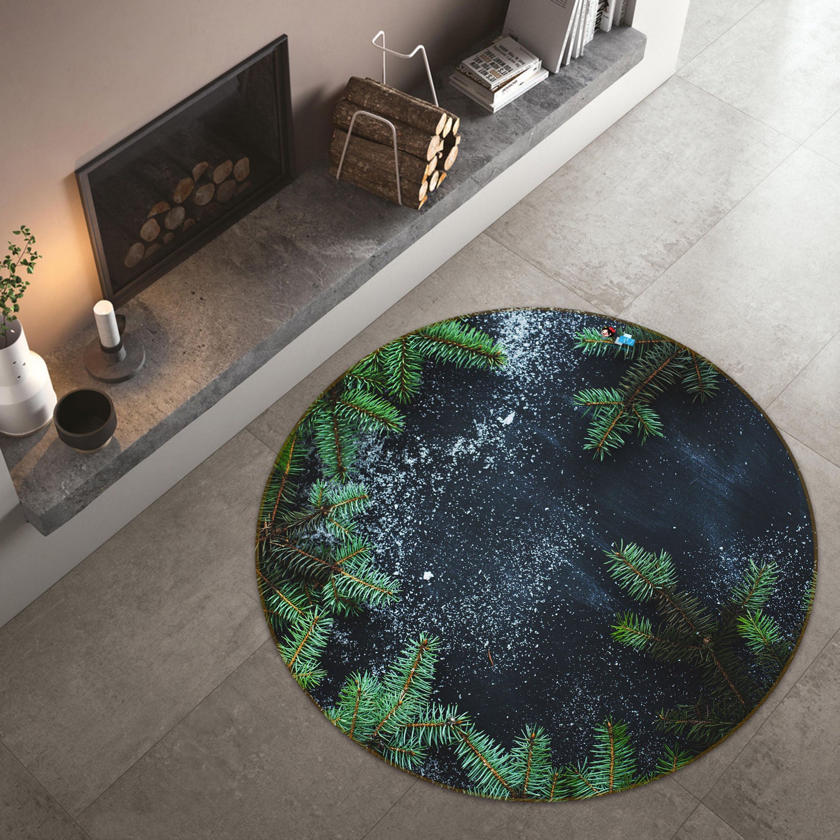 3D Branches 75123 Round Non Slip Rug Mat