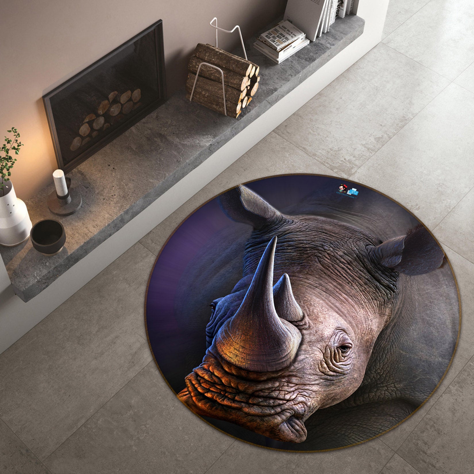 3D Rhino 85154 Jerry LoFaro Rug Round Non Slip Rug Mat