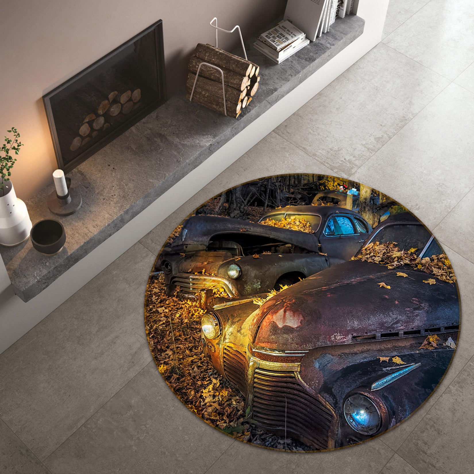 3D Golden Years 85131 Jerry LoFaro Rug Round Non Slip Rug Mat