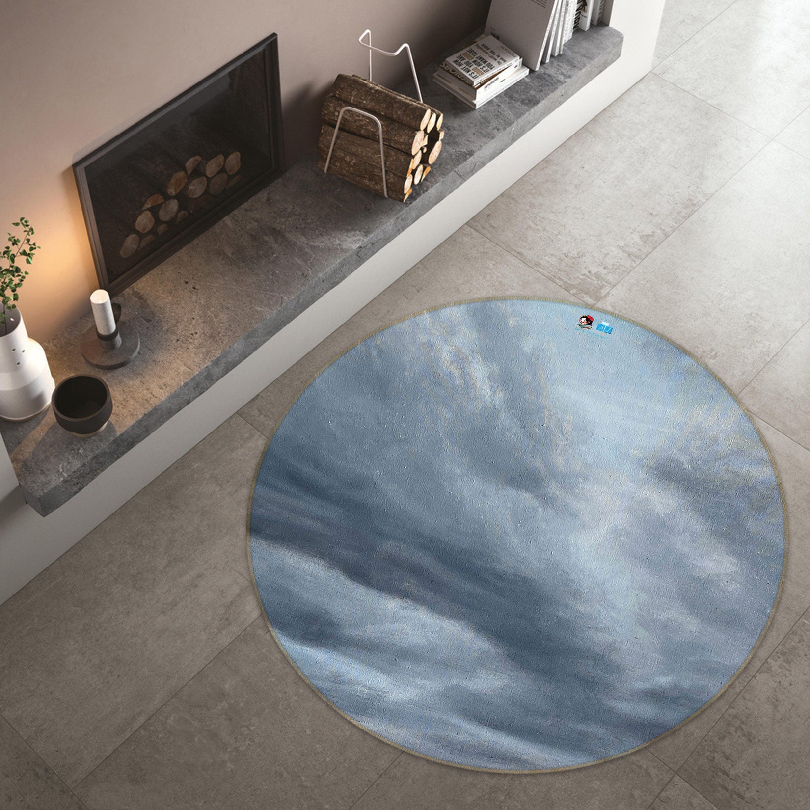 3D Grey Sky 18123 Marina Zotova Rug Round Non Slip Rug Mat