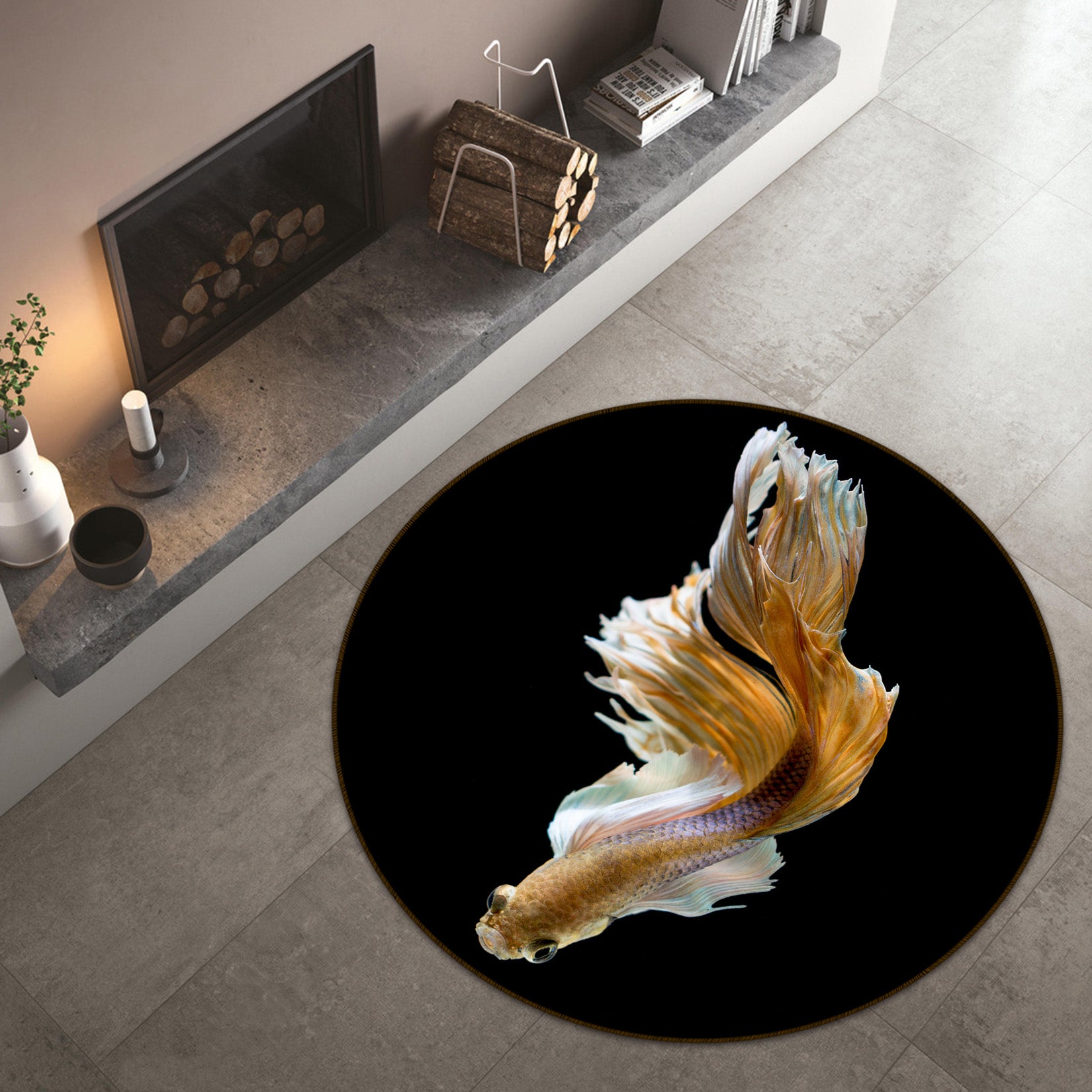 3D Goldfish 38022 Animal Round Non Slip Rug Mat