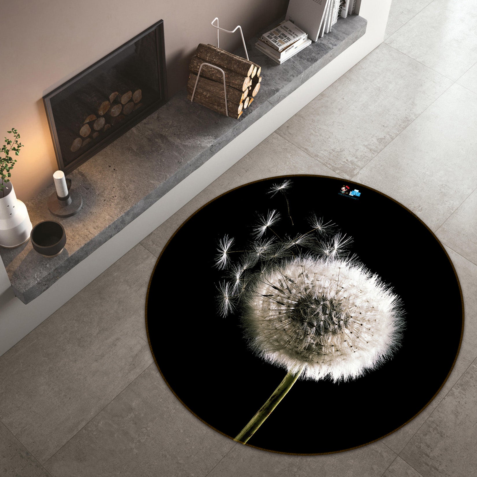 3D Dandelion 71296 Round Non Slip Rug Mat