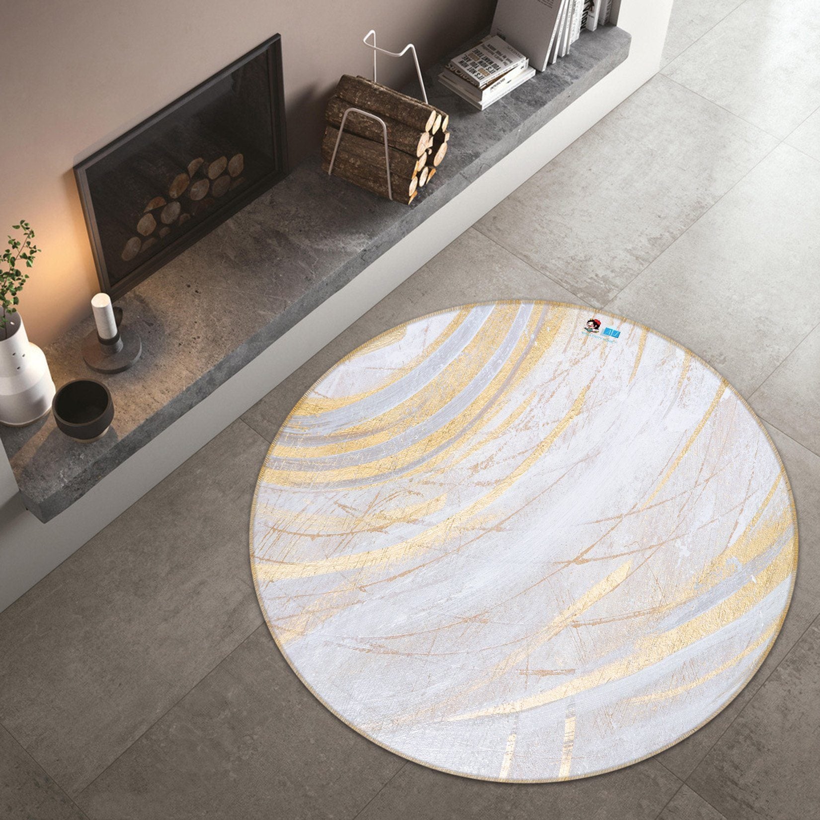 3D Gold Marble Texture 491 Round Non Slip Rug Mat Mat AJ Creativity Home