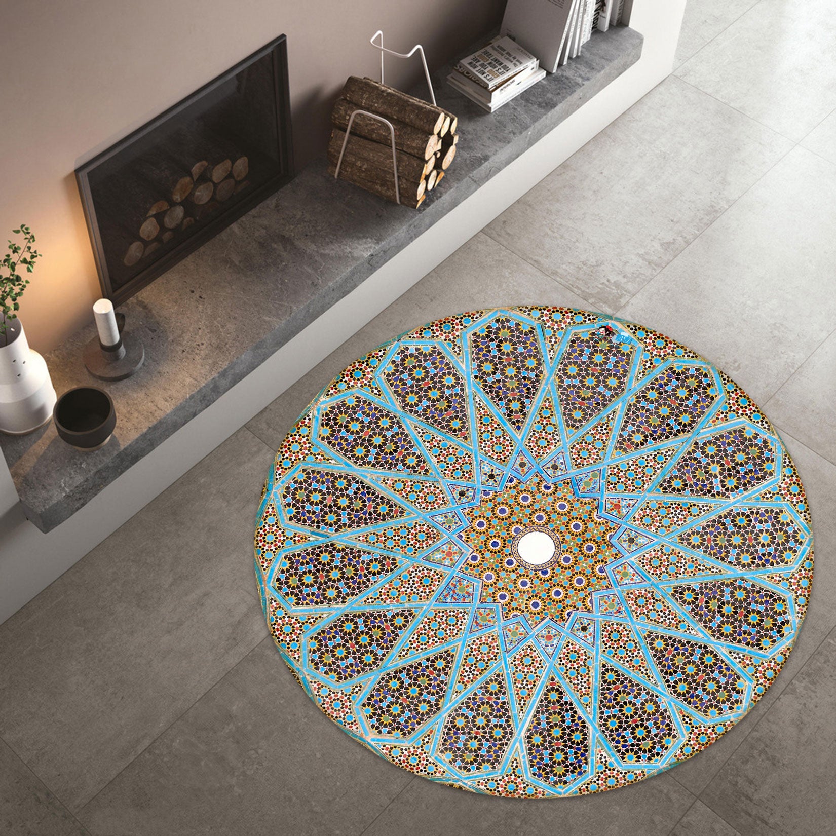 3D Pattern 80298 Round Non Slip Rug Mat