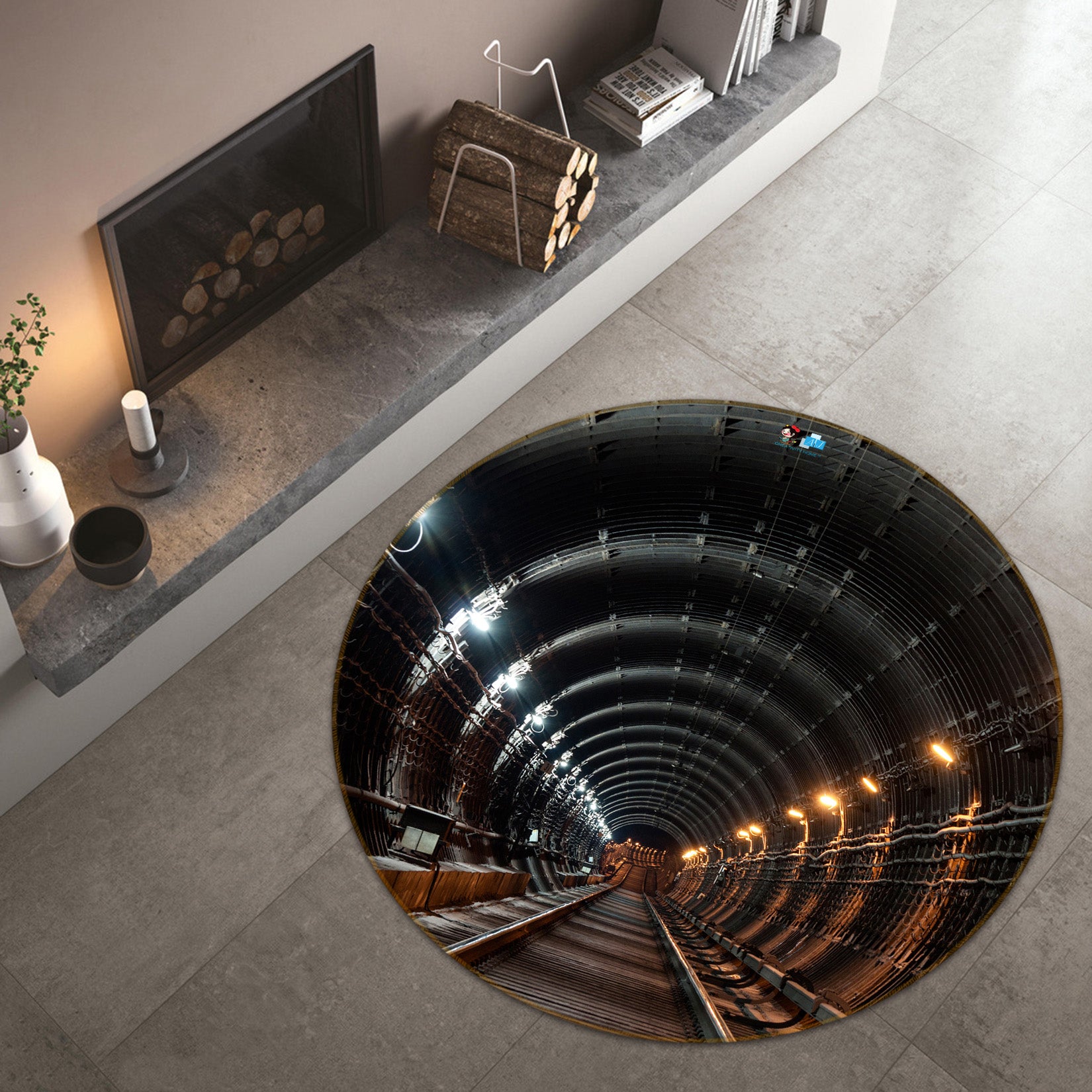 3D Tunnel 74163 Round Non Slip Rug Mat