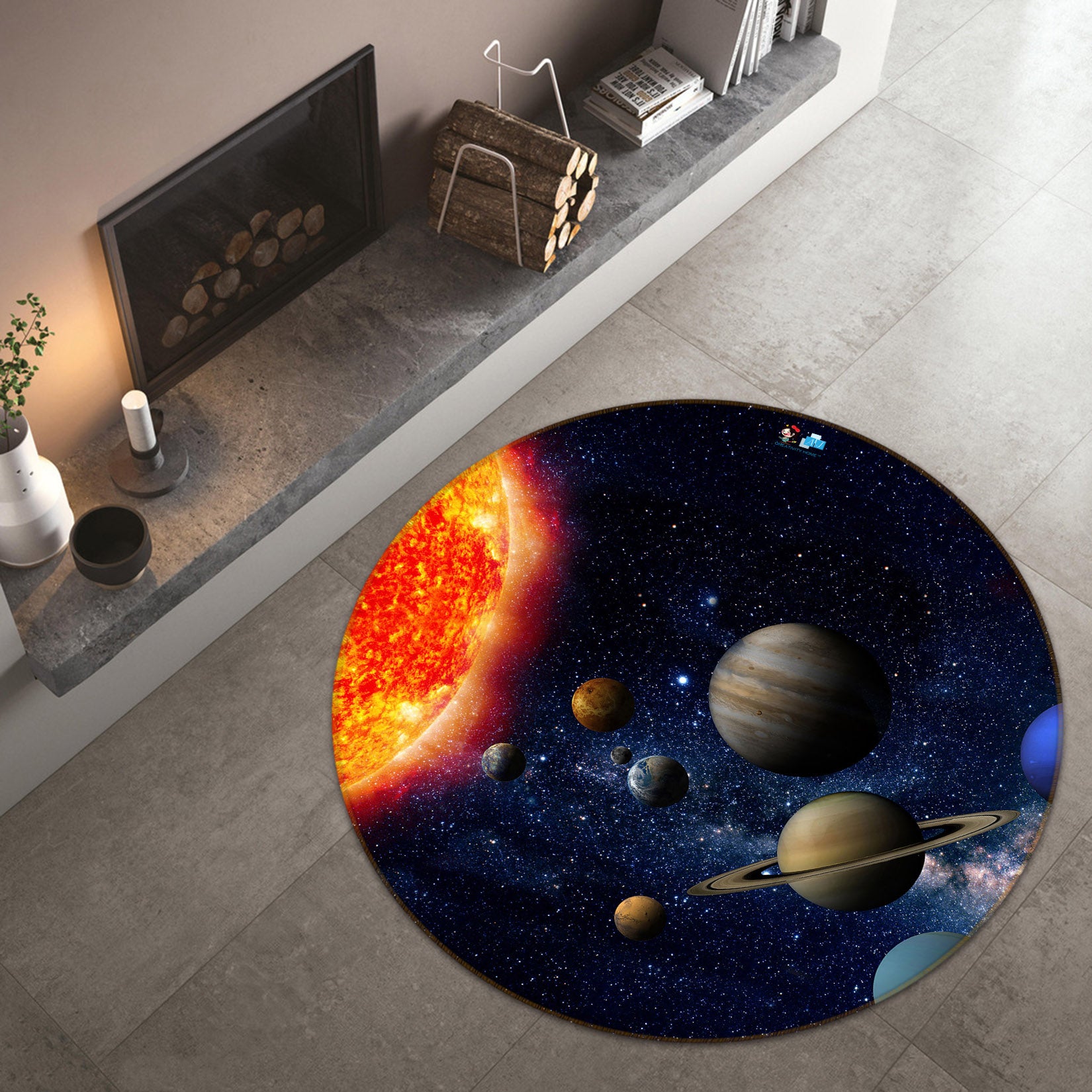 3D Universe Planet 72093 Round Non Slip Rug Mat