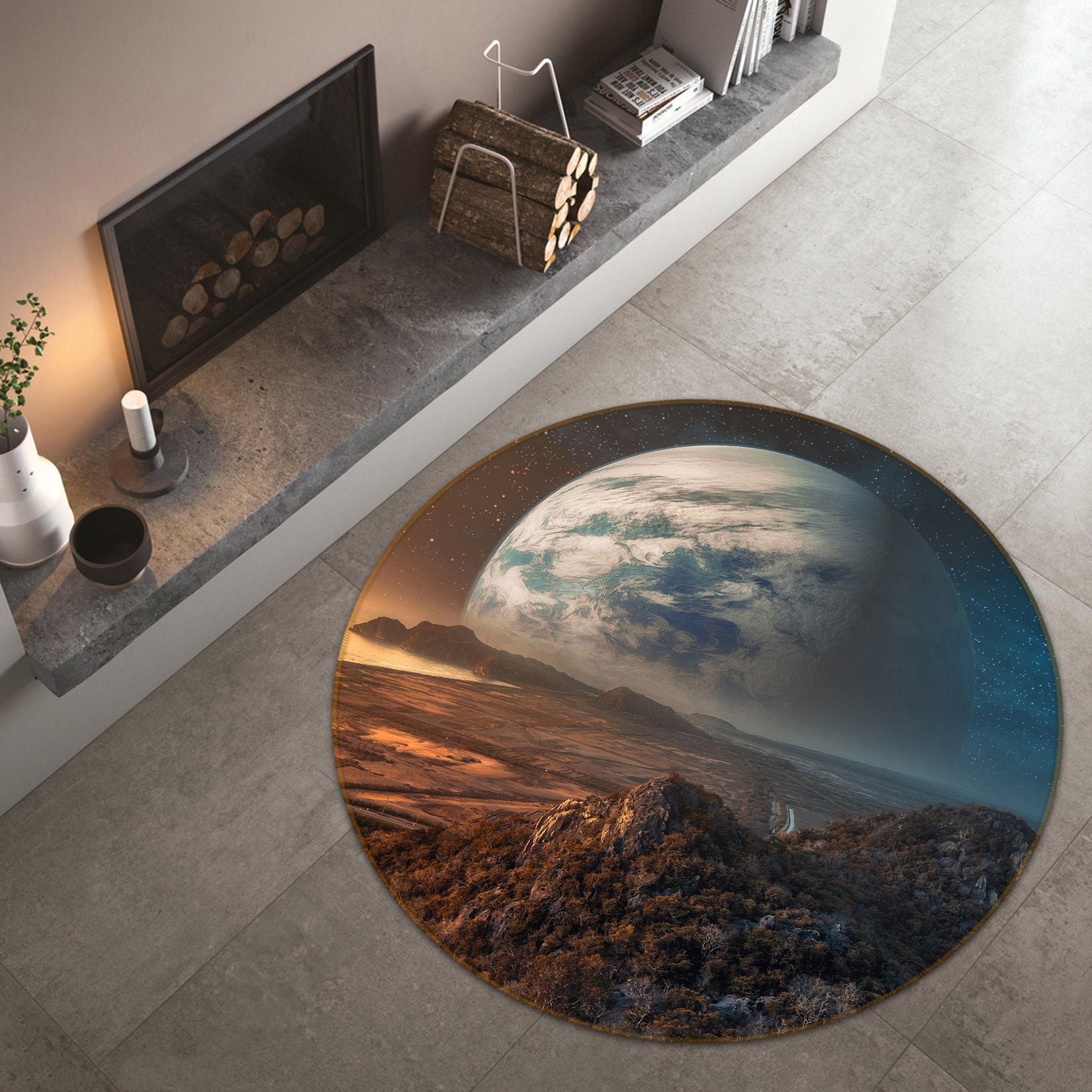 3D Planet 71224 Round Non Slip Rug Mat