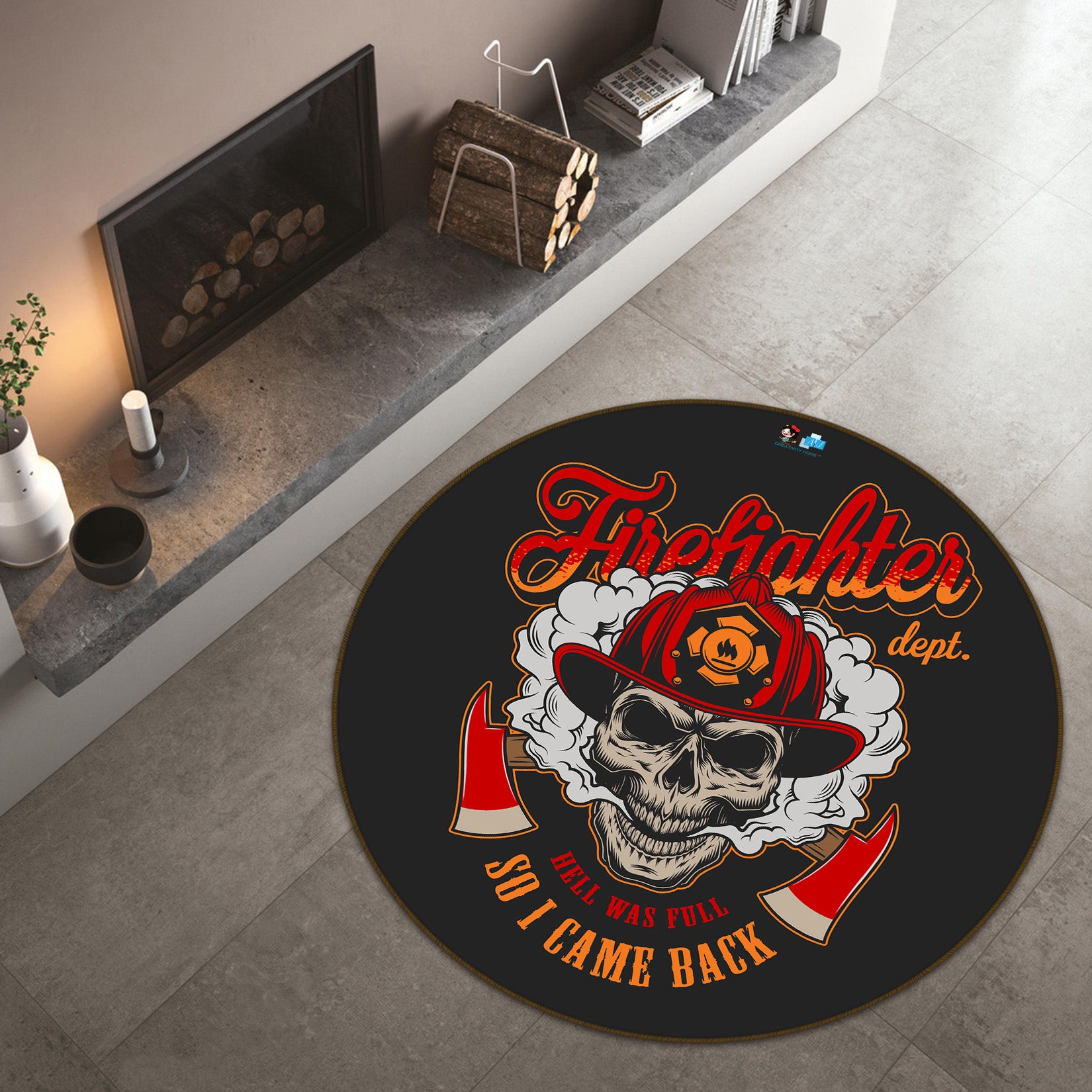 3D Skeleton 81066 Round Non Slip Rug Mat