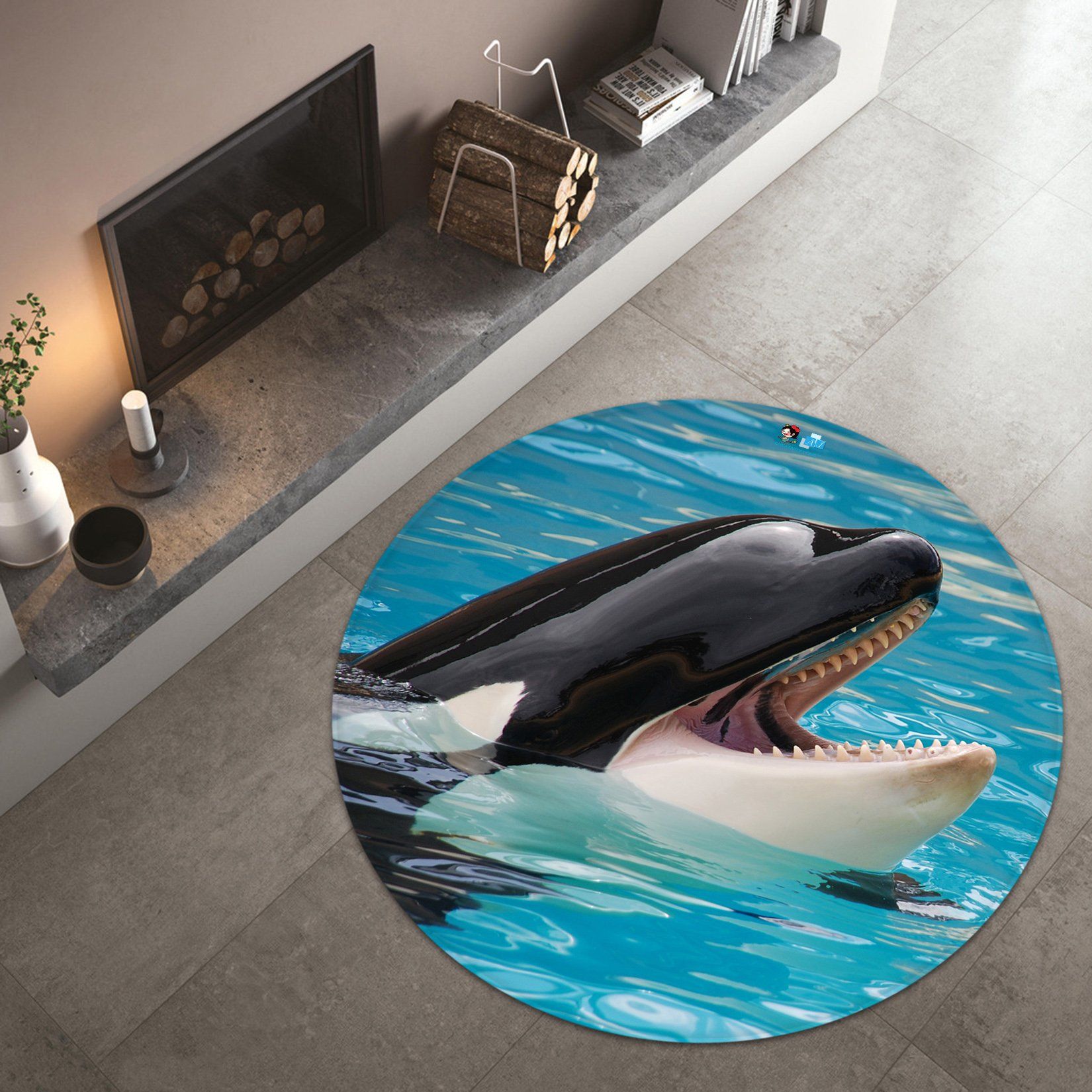 3D Dolphin 5764 Round Non Slip Rug Mat Mat AJ Creativity Home