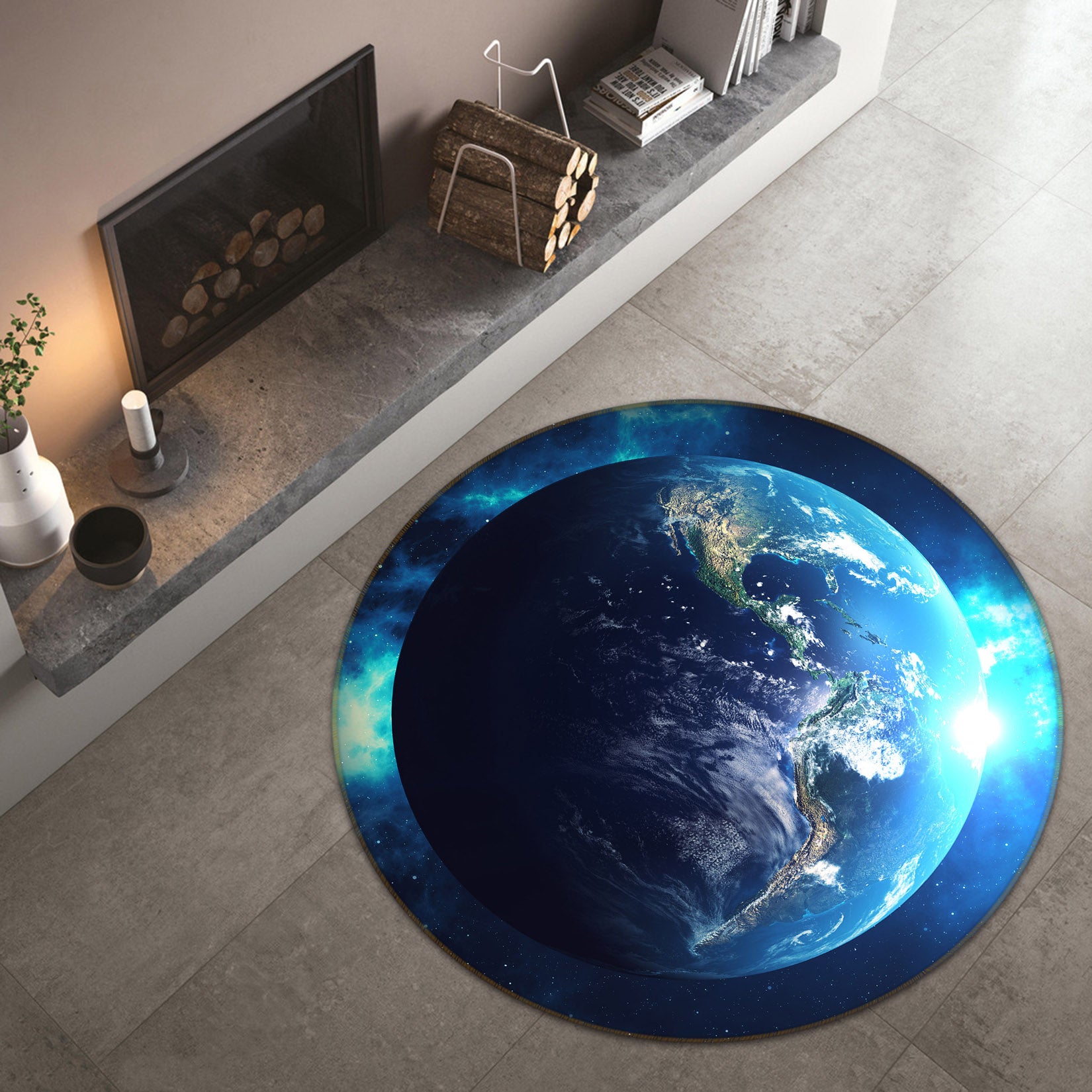 3D Earth 71243 Round Non Slip Rug Mat