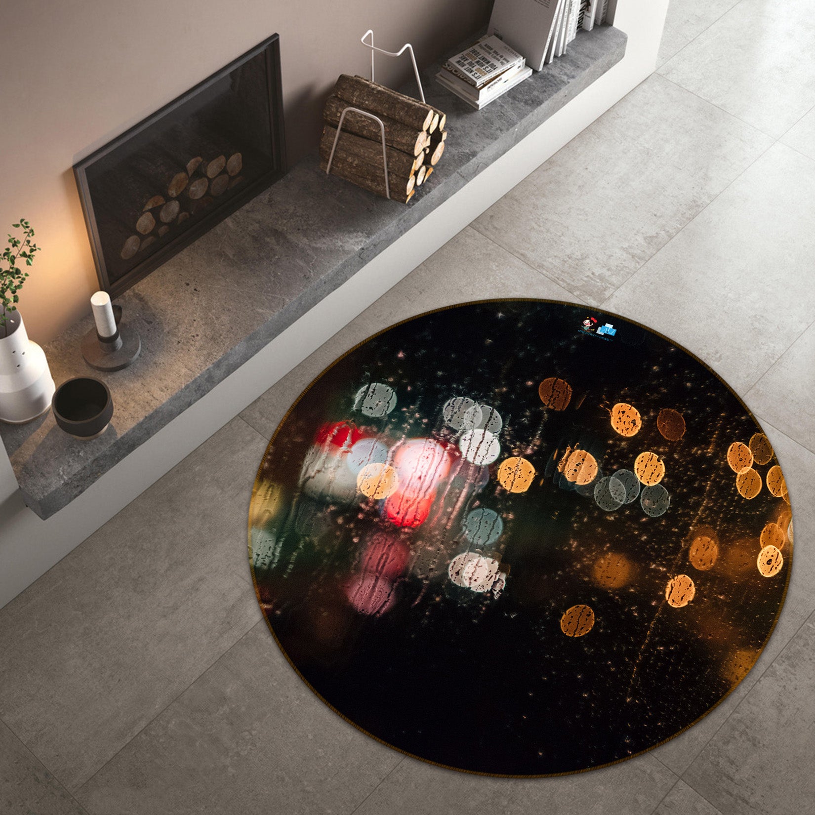 3D Aperture Shadow 64087 Round Non Slip Rug Mat