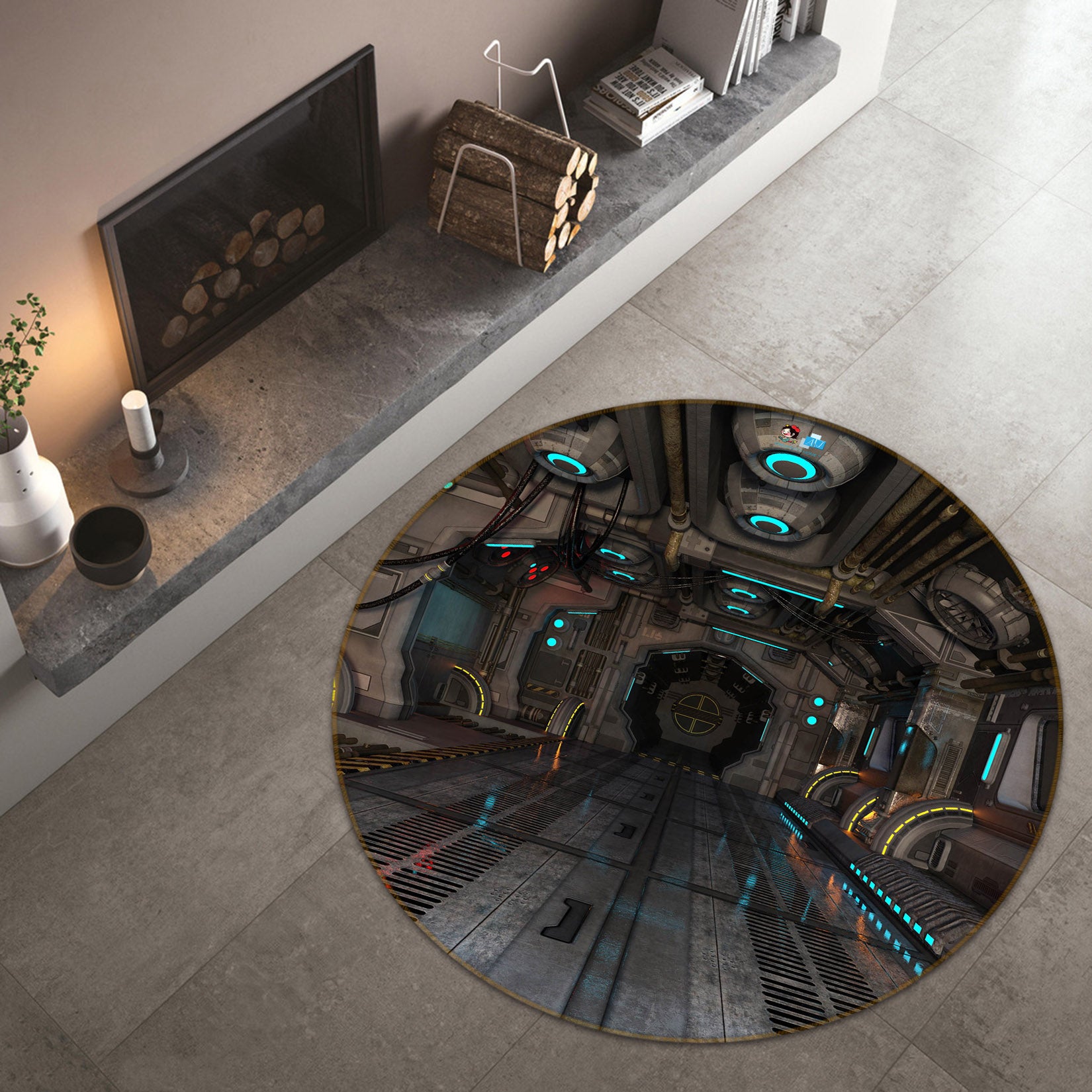 3D Space Capsule 72110 Round Non Slip Rug Mat