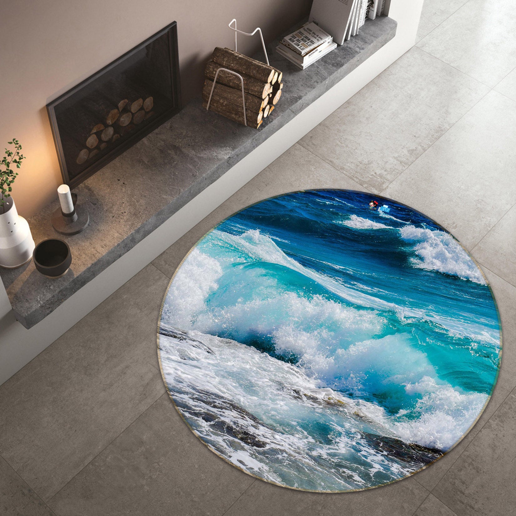 3D Waves 64100 Round Non Slip Rug Mat