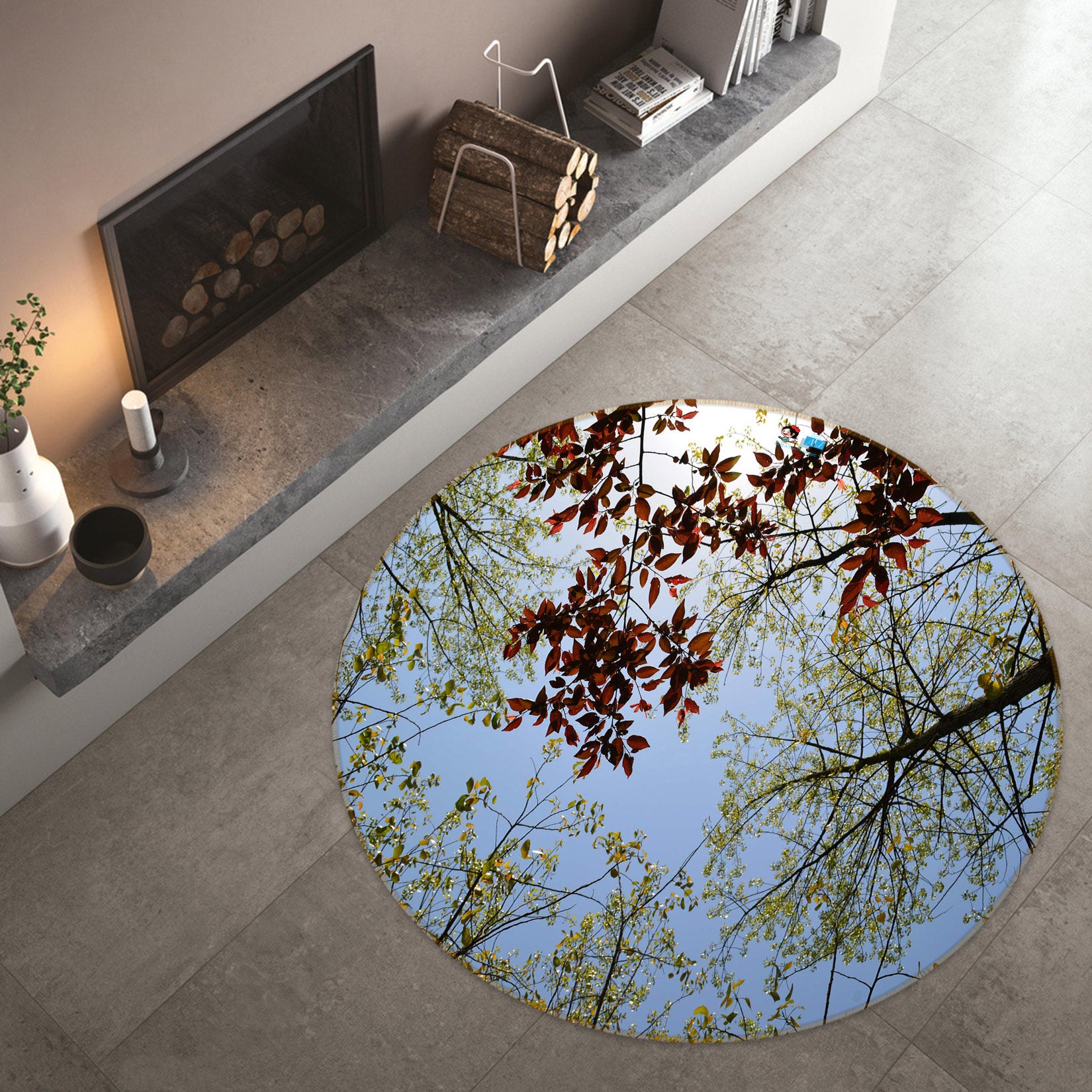 3D Branches 72268 Round Non Slip Rug Mat
