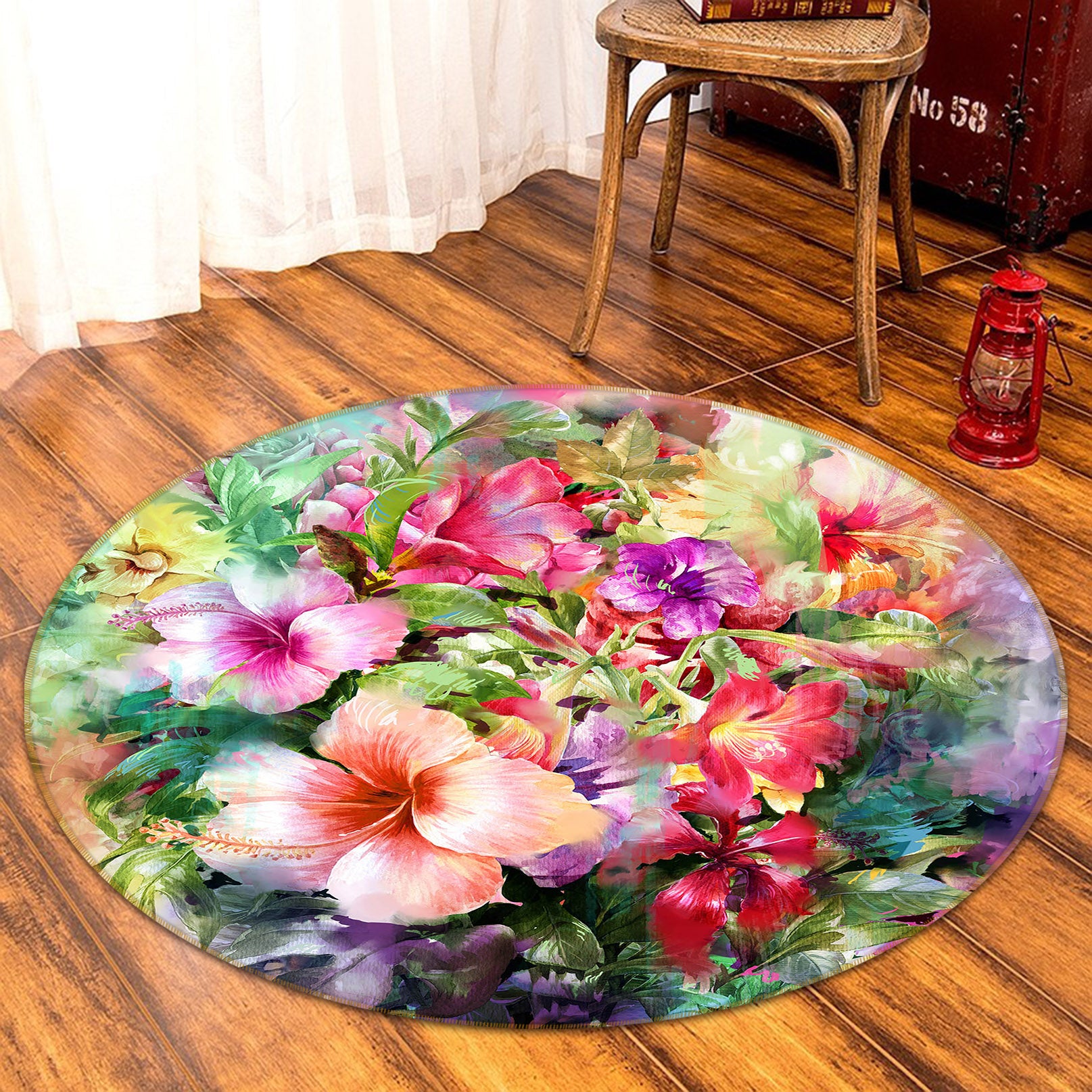 3D Flower 71216 Round Non Slip Rug Mat