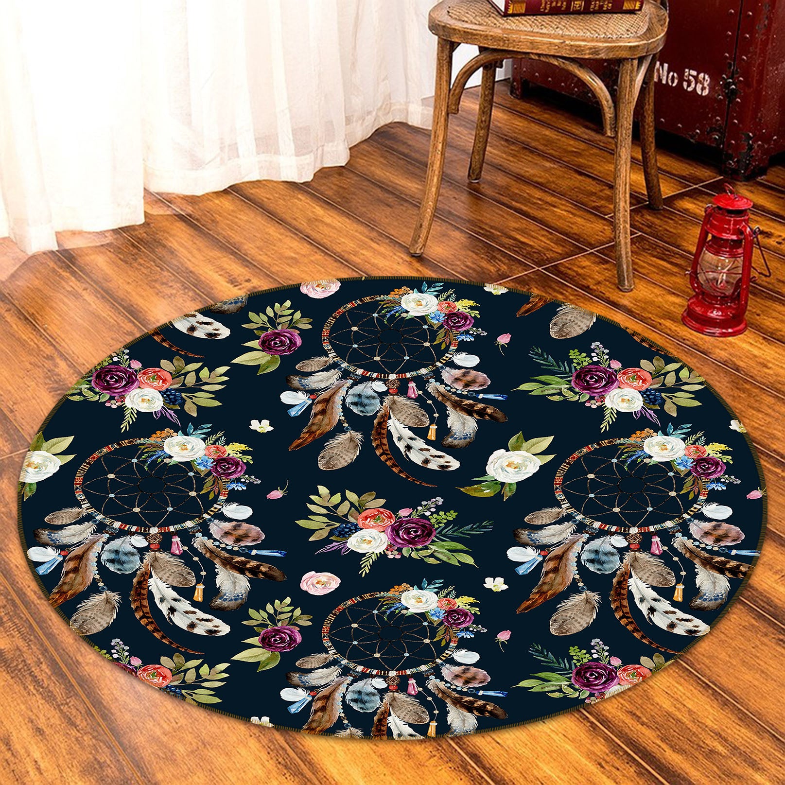 3D Many Dream Catchers 29035 Round Non Slip Rug Mat