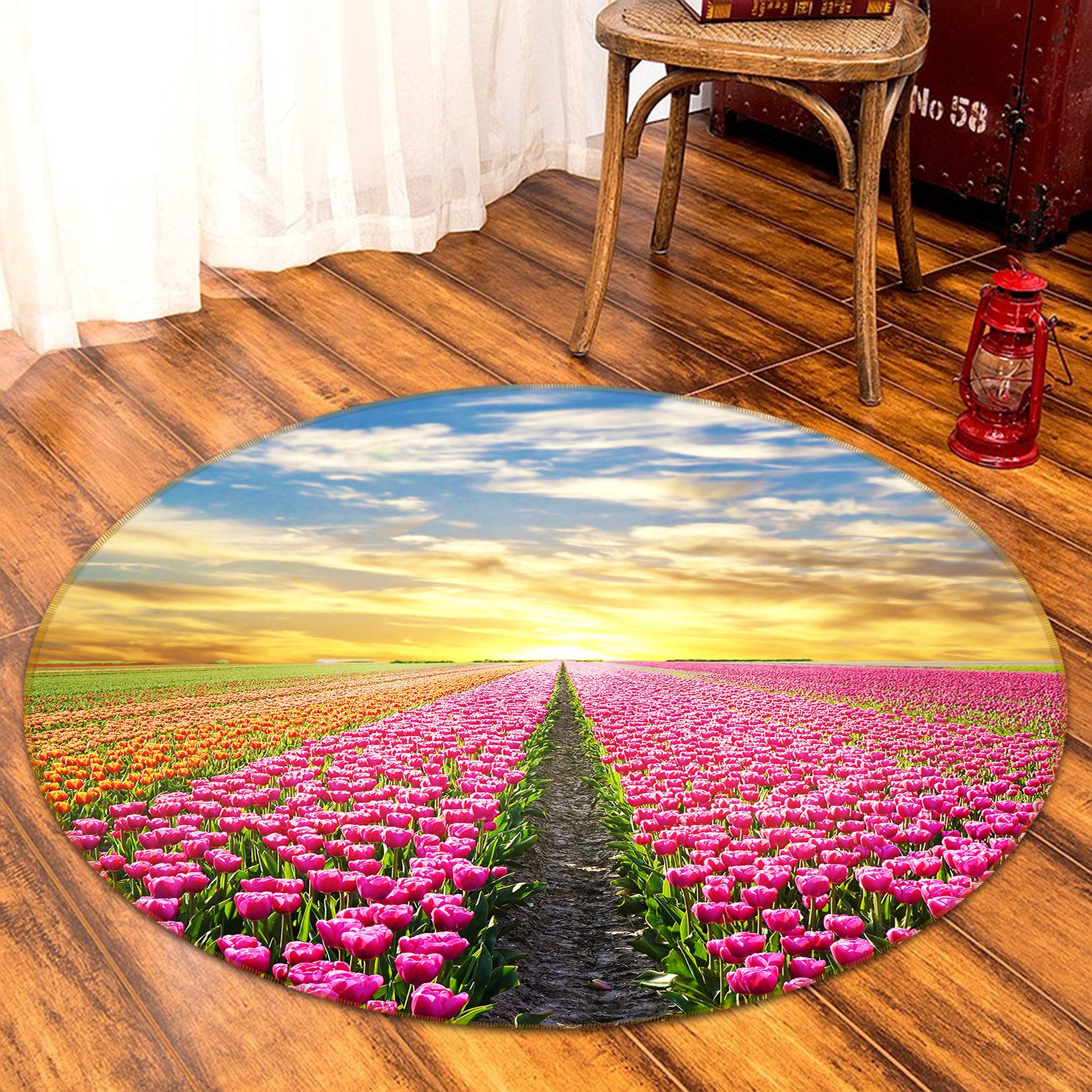 3D Flower Sea 71201 Round Non Slip Rug Mat