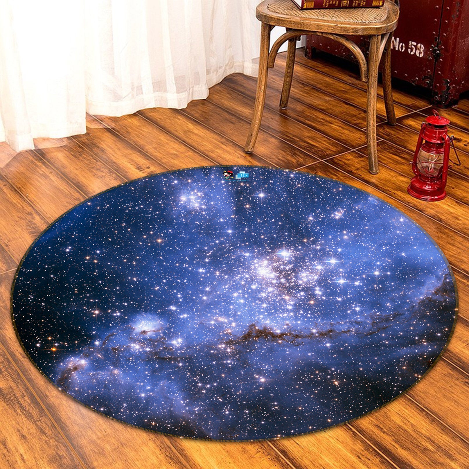 3D Purple Starry Sky 74092 Round Non Slip Rug Mat