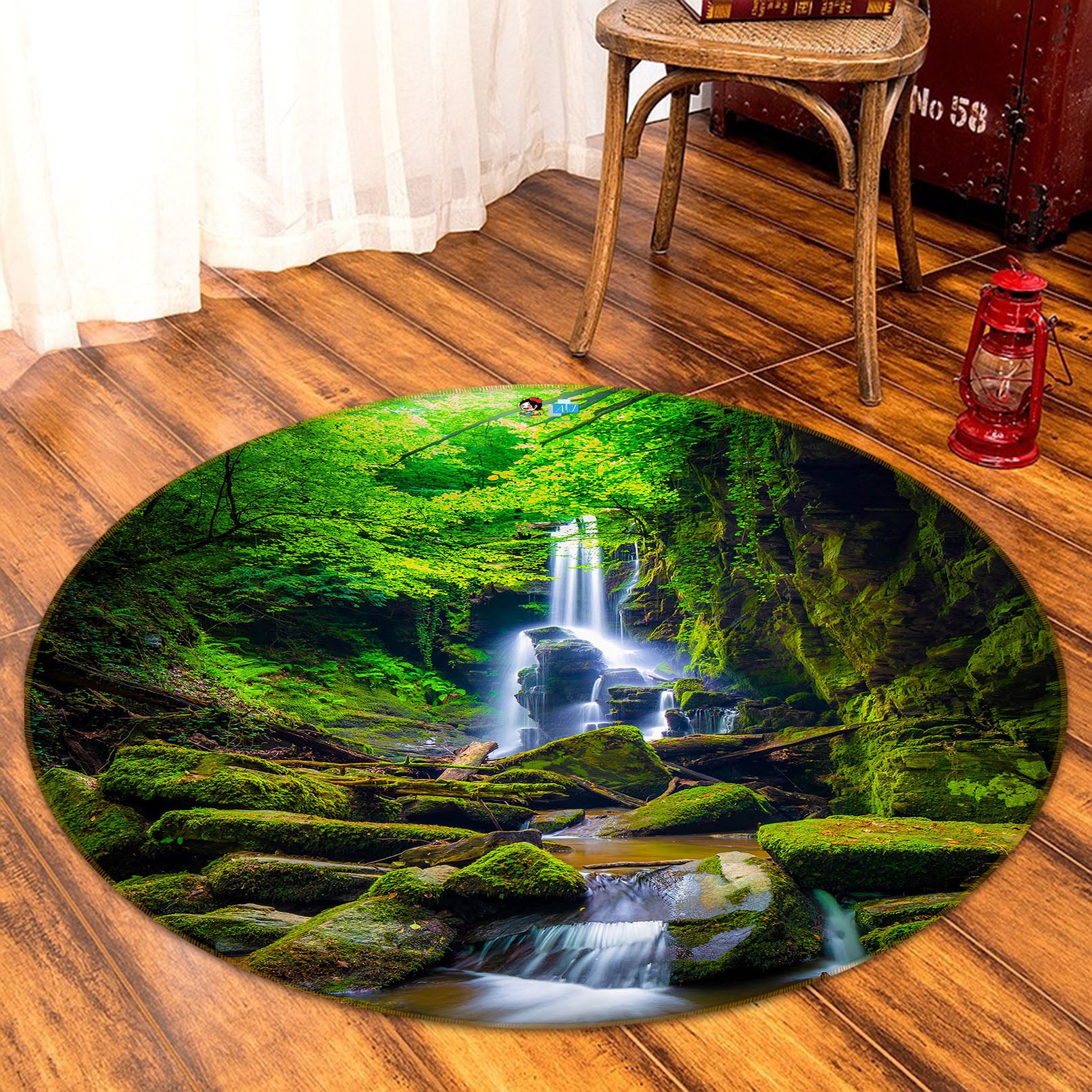 3D Flowing Water 69210 Round Non Slip Rug Mat