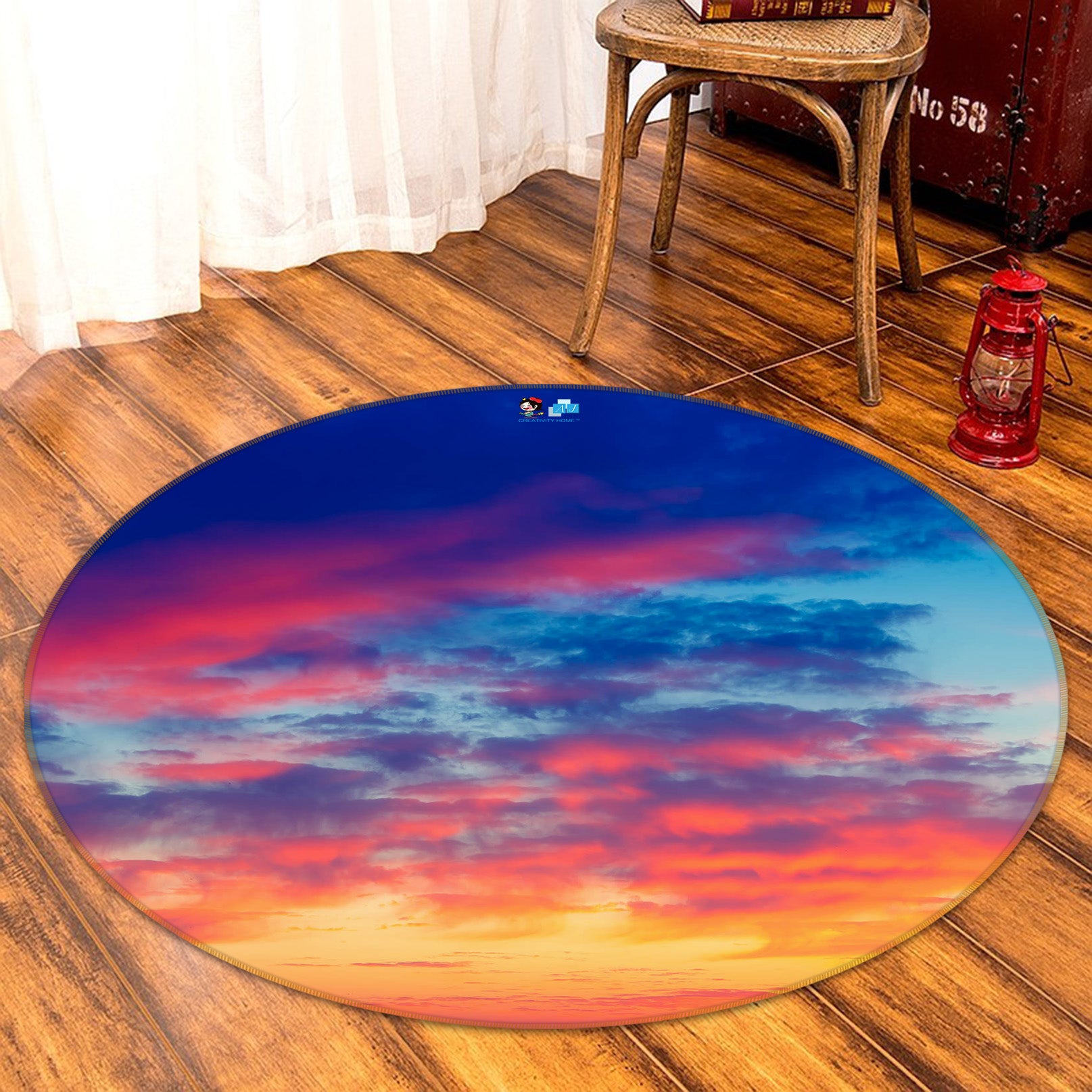 3D Clouds 75097 Round Non Slip Rug Mat