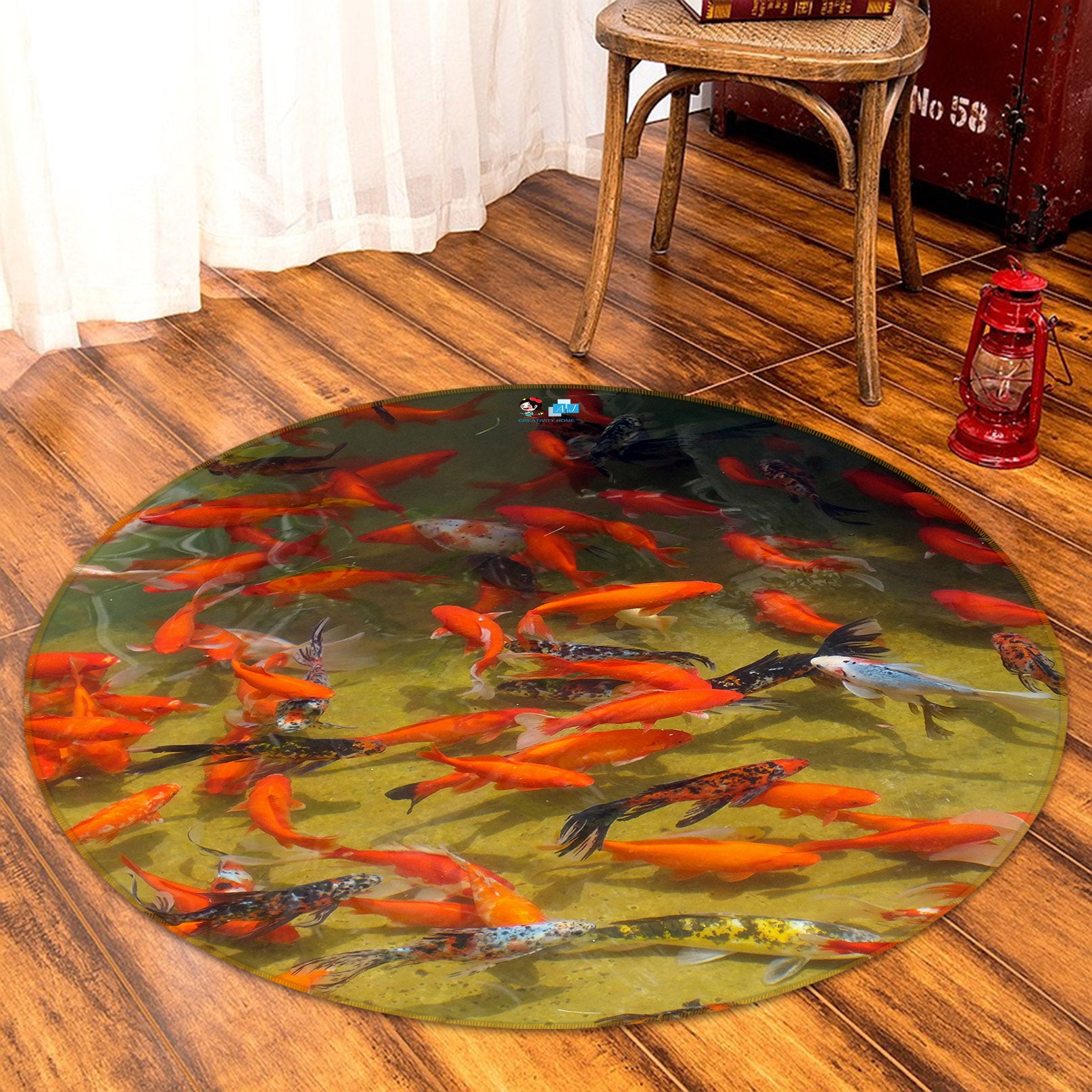 3D Carp 74046 Round Non Slip Rug Mat