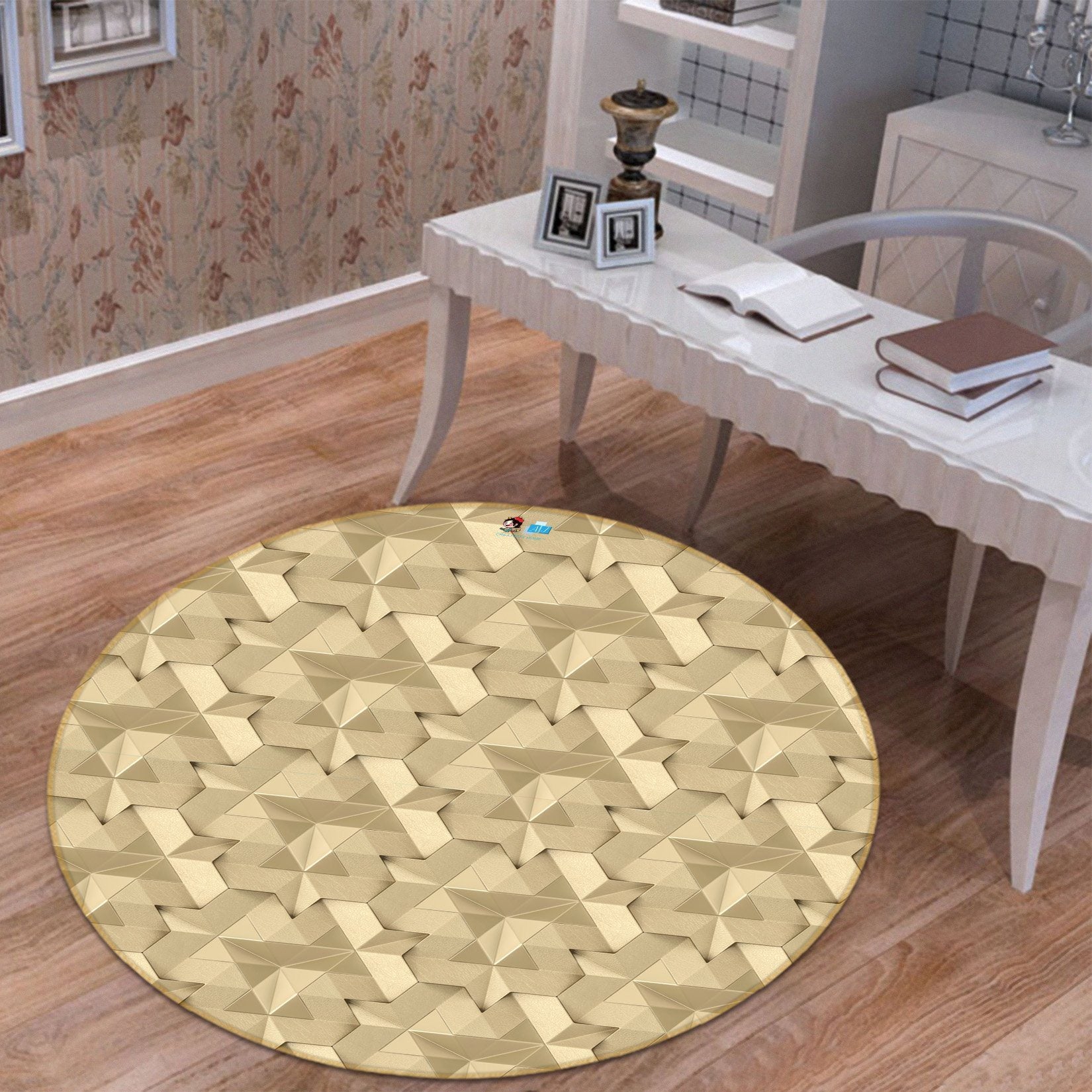 3D Yellow Pattern 3412 Round Non Slip Rug Mat Mat AJ Creativity Home