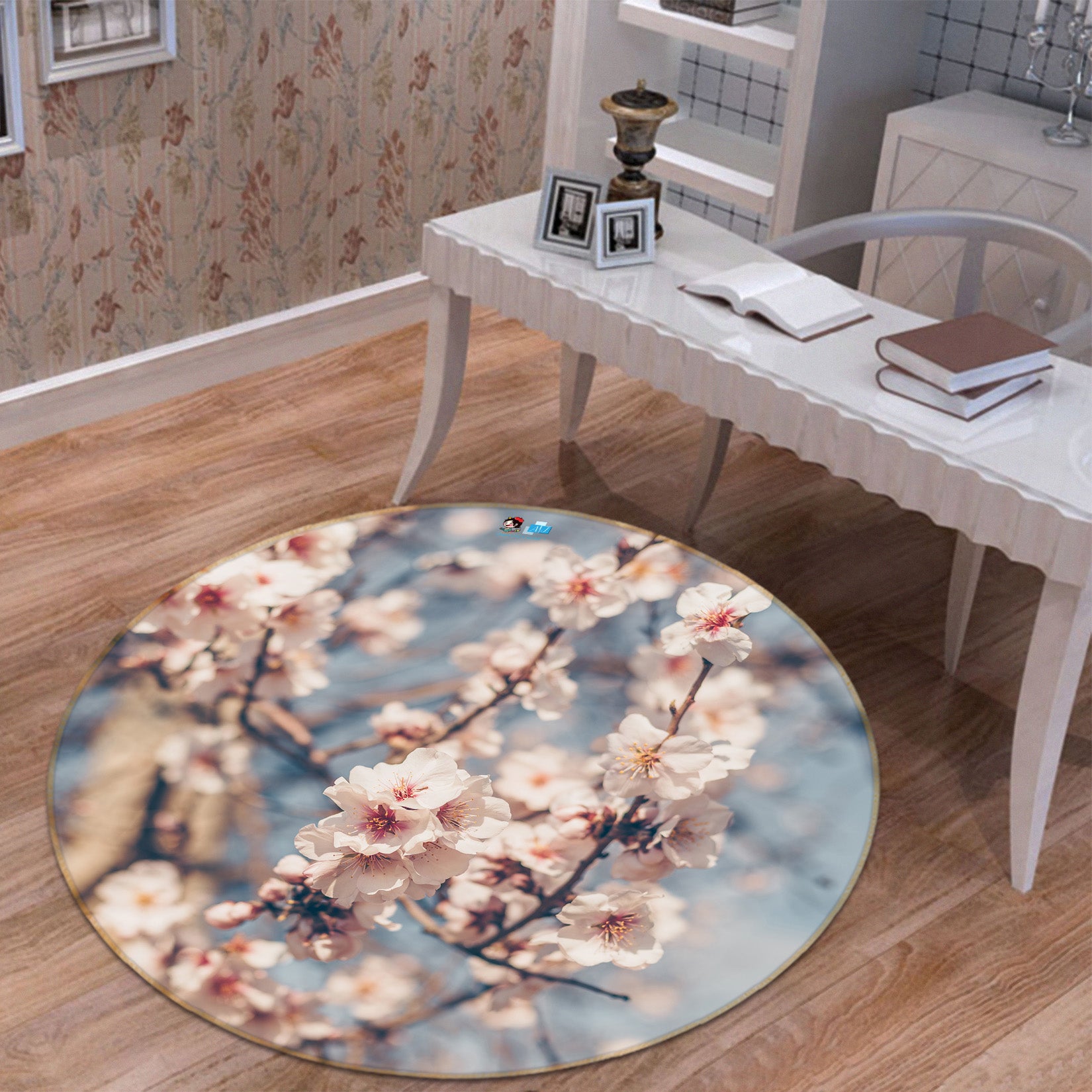 3D Flower Branch 81103 Round Non Slip Rug Mat