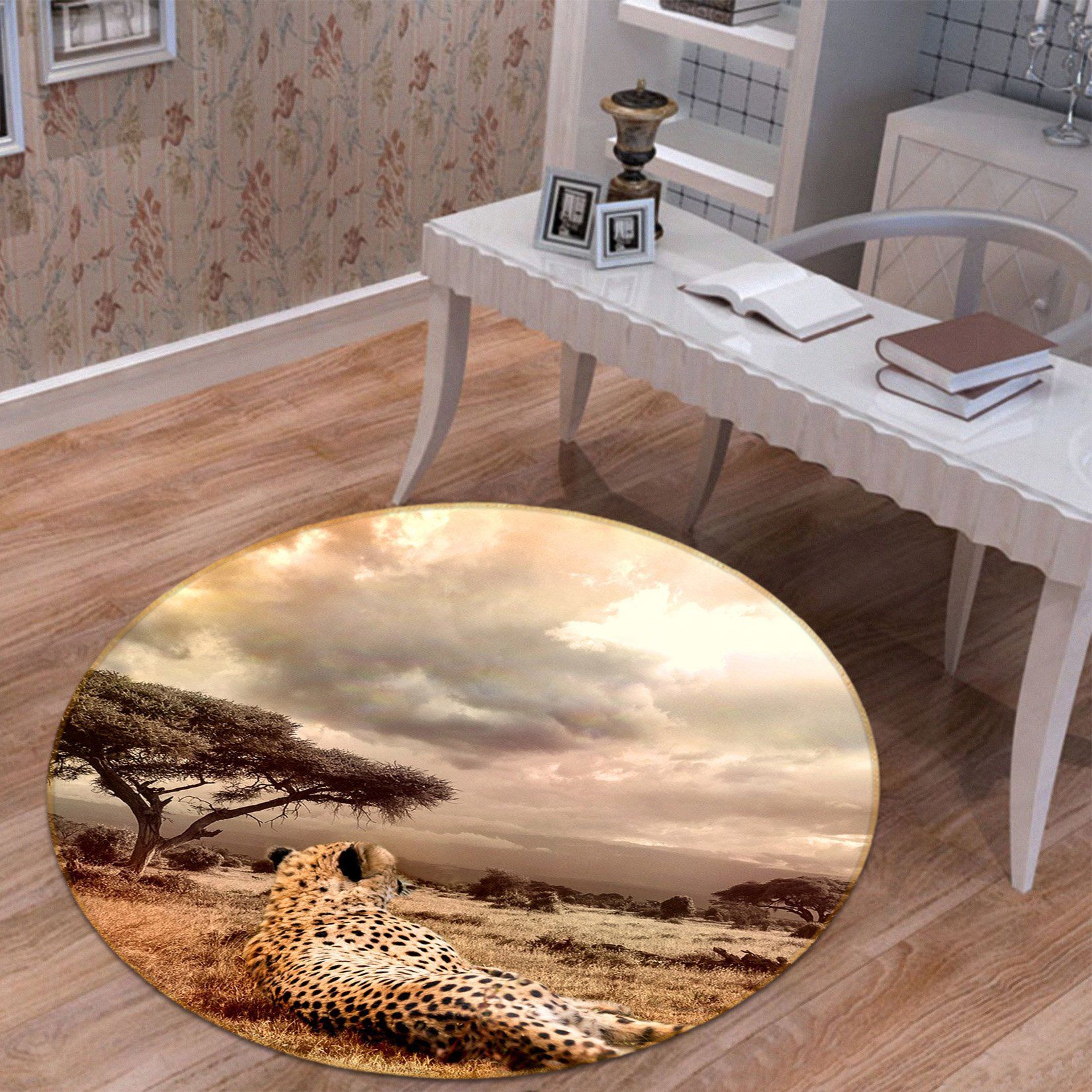 3D Sunset Tiger 026 Animal Round Non Slip Rug Mat Mat AJ Creativity Home