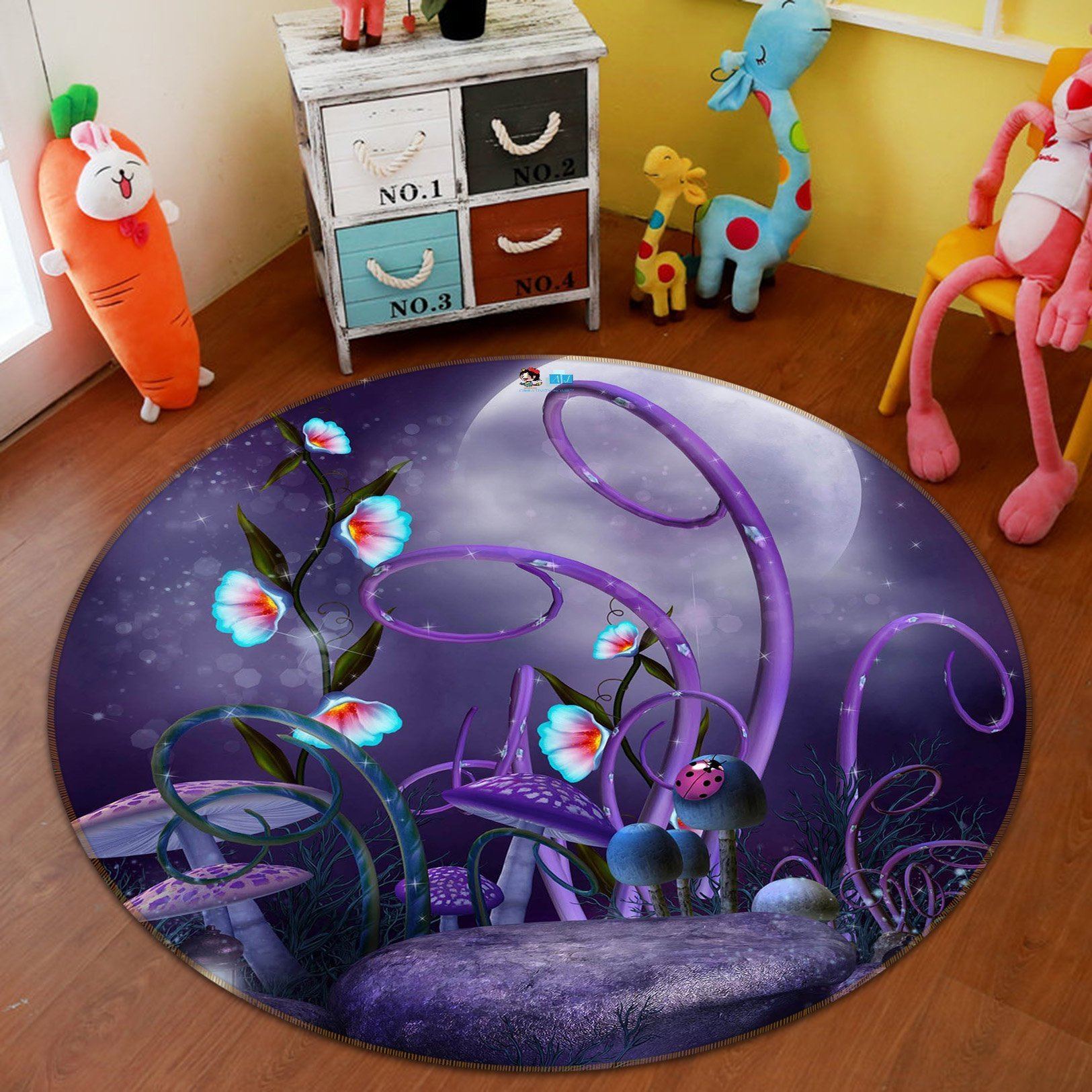 3D Mushrooms 119 Round Non Slip Rug Mat Mat AJ Creativity Home
