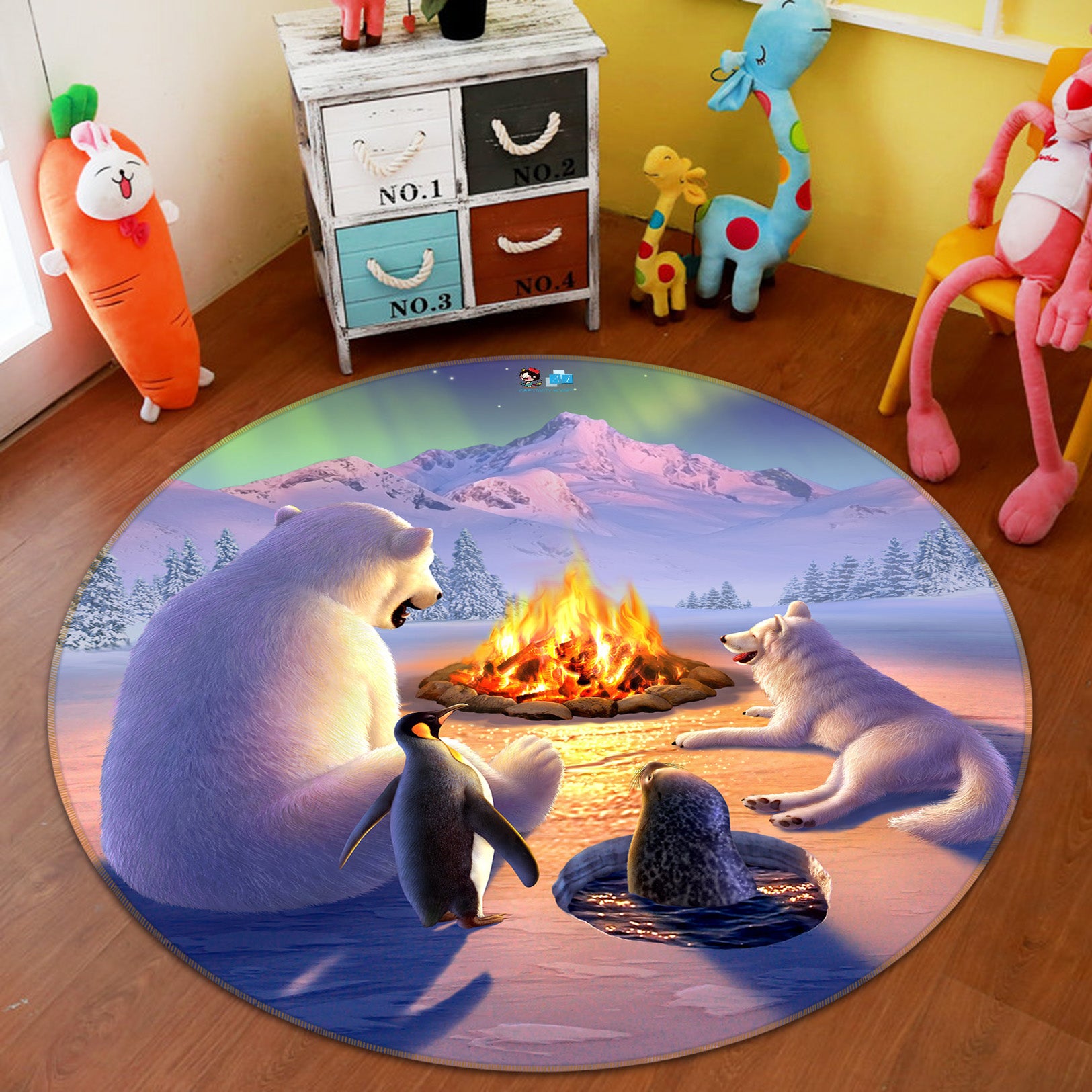 3D Polar Pals 85113 Jerry LoFaro Rug Round Non Slip Rug Mat