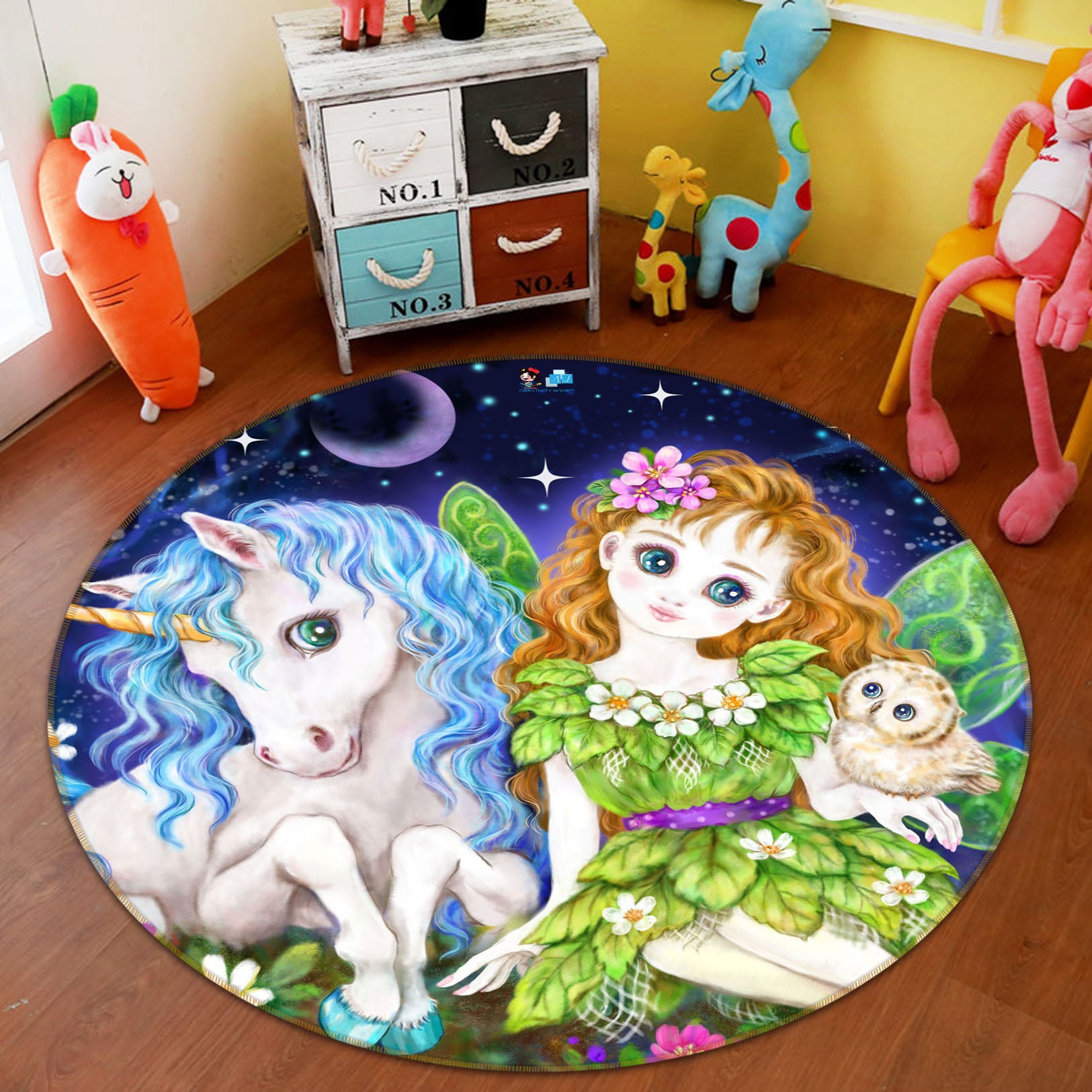 3D Unicorn Fairy 6030 Kayomi Harai Rug Round Non Slip Rug Mat