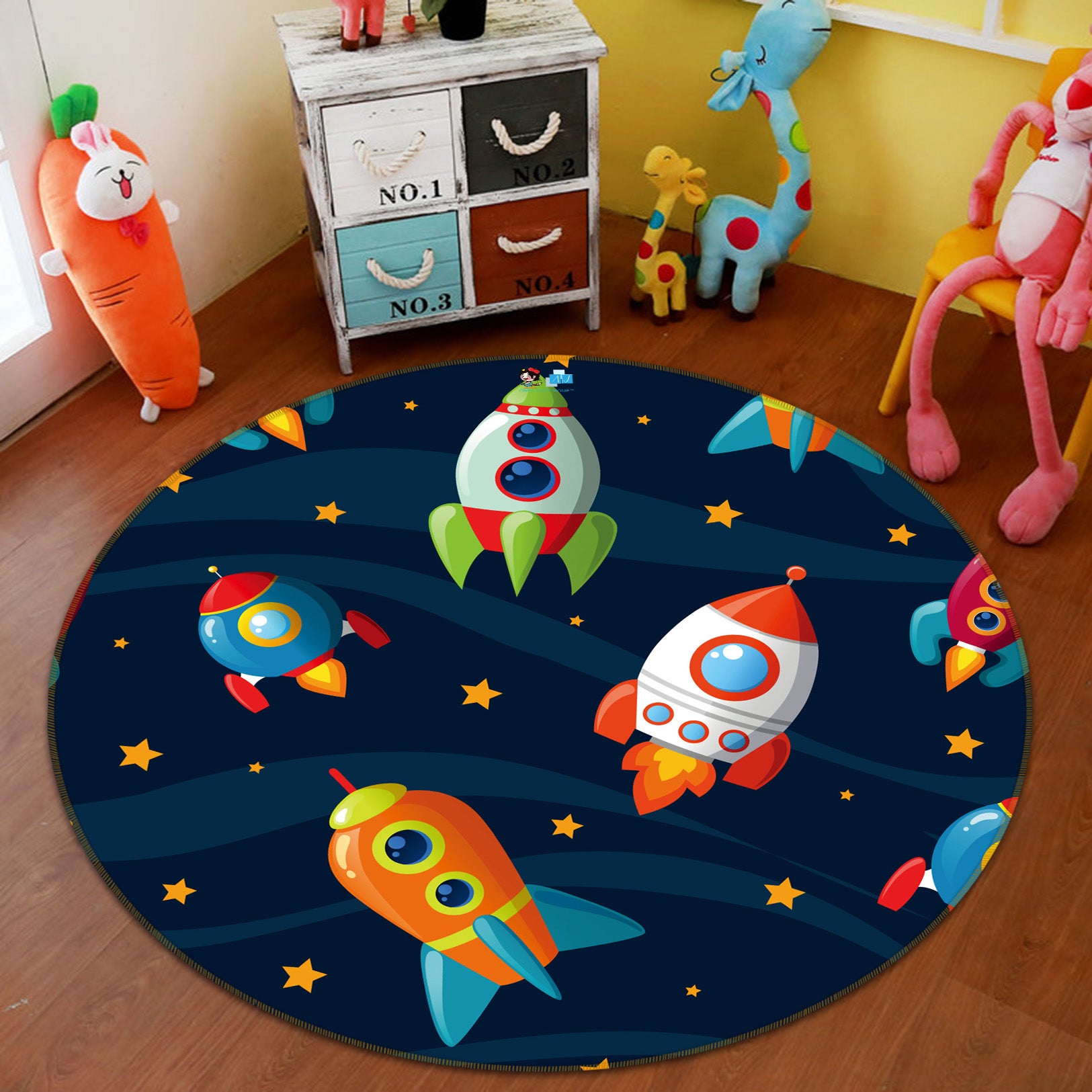 3D Rocket 64135 Round Non Slip Rug Mat