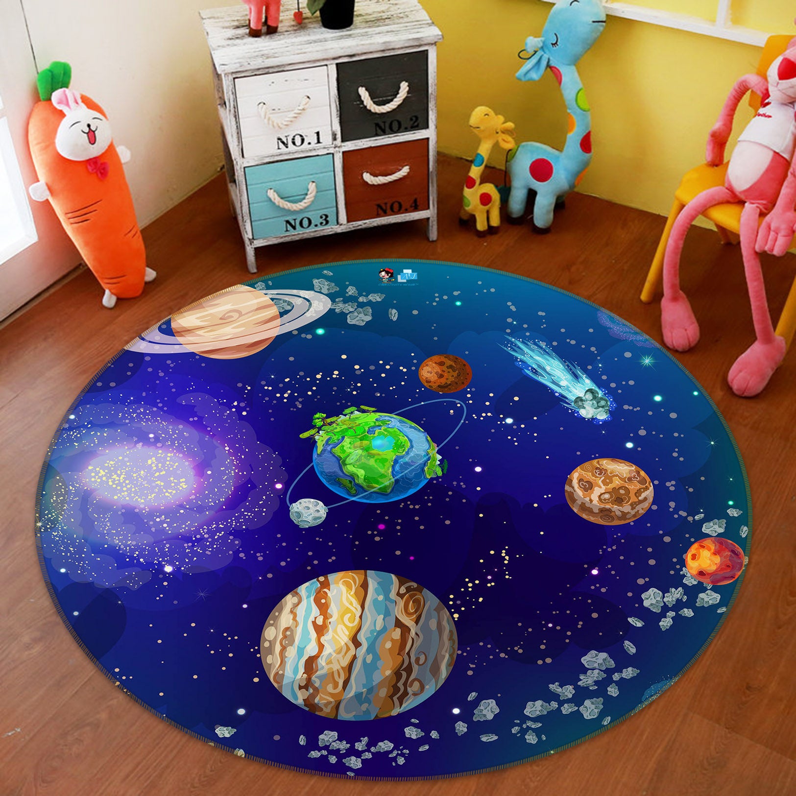 3D Color Planet 75057 Round Non Slip Rug Mat