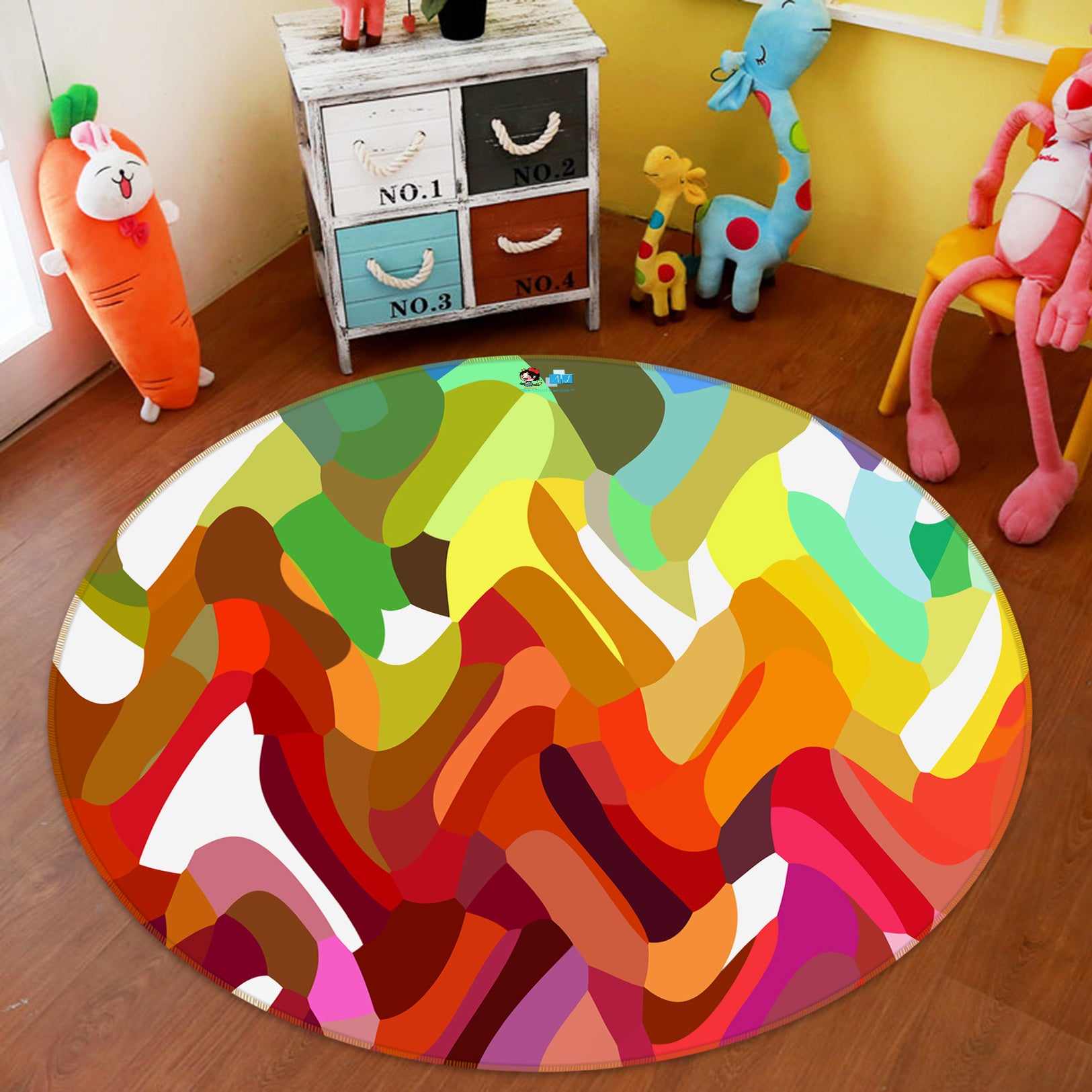 3D Color Pattern 19198 Shandra Smith Rug Round Non Slip Rug Mat