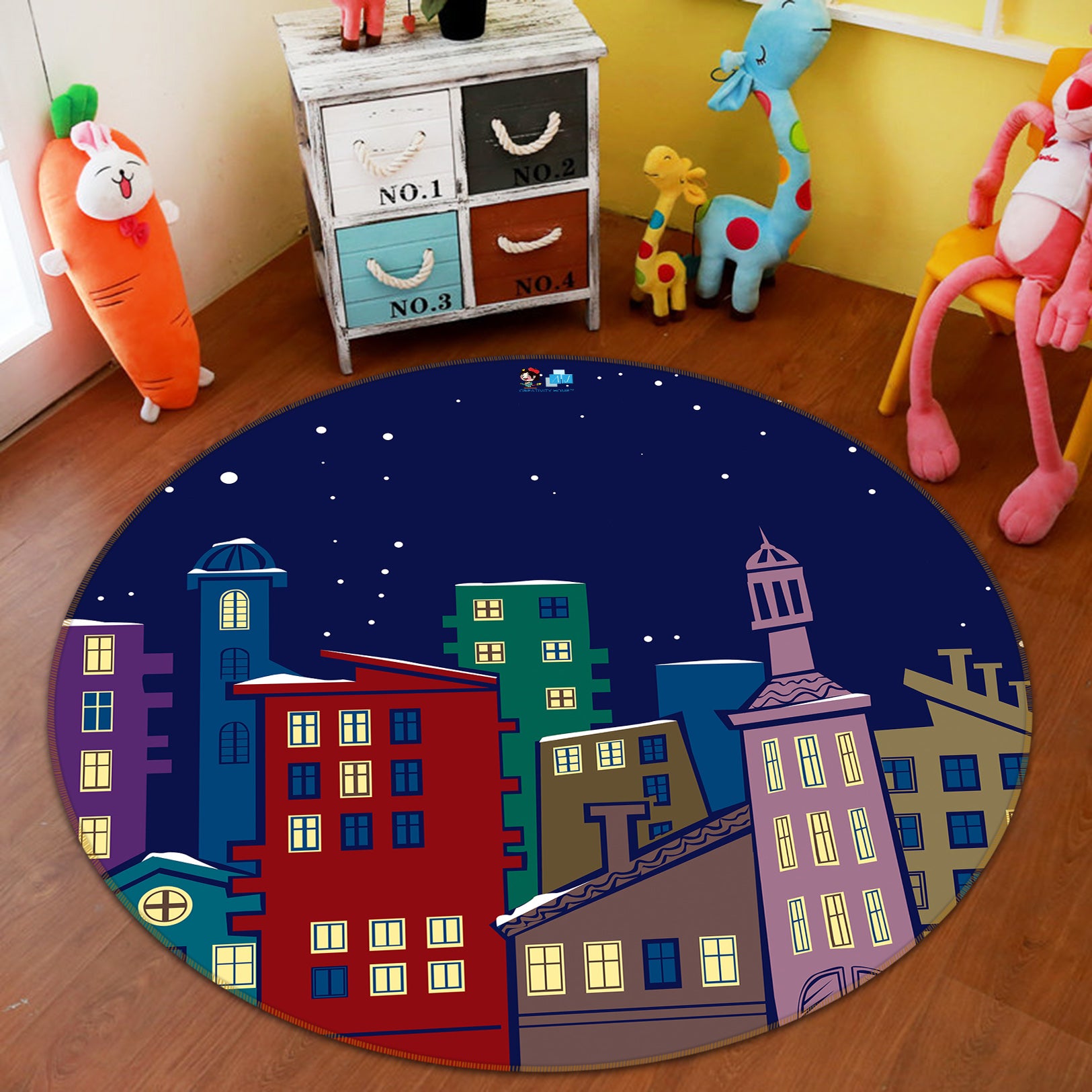 3D Colorful Houses 72089 Round Non Slip Rug Mat
