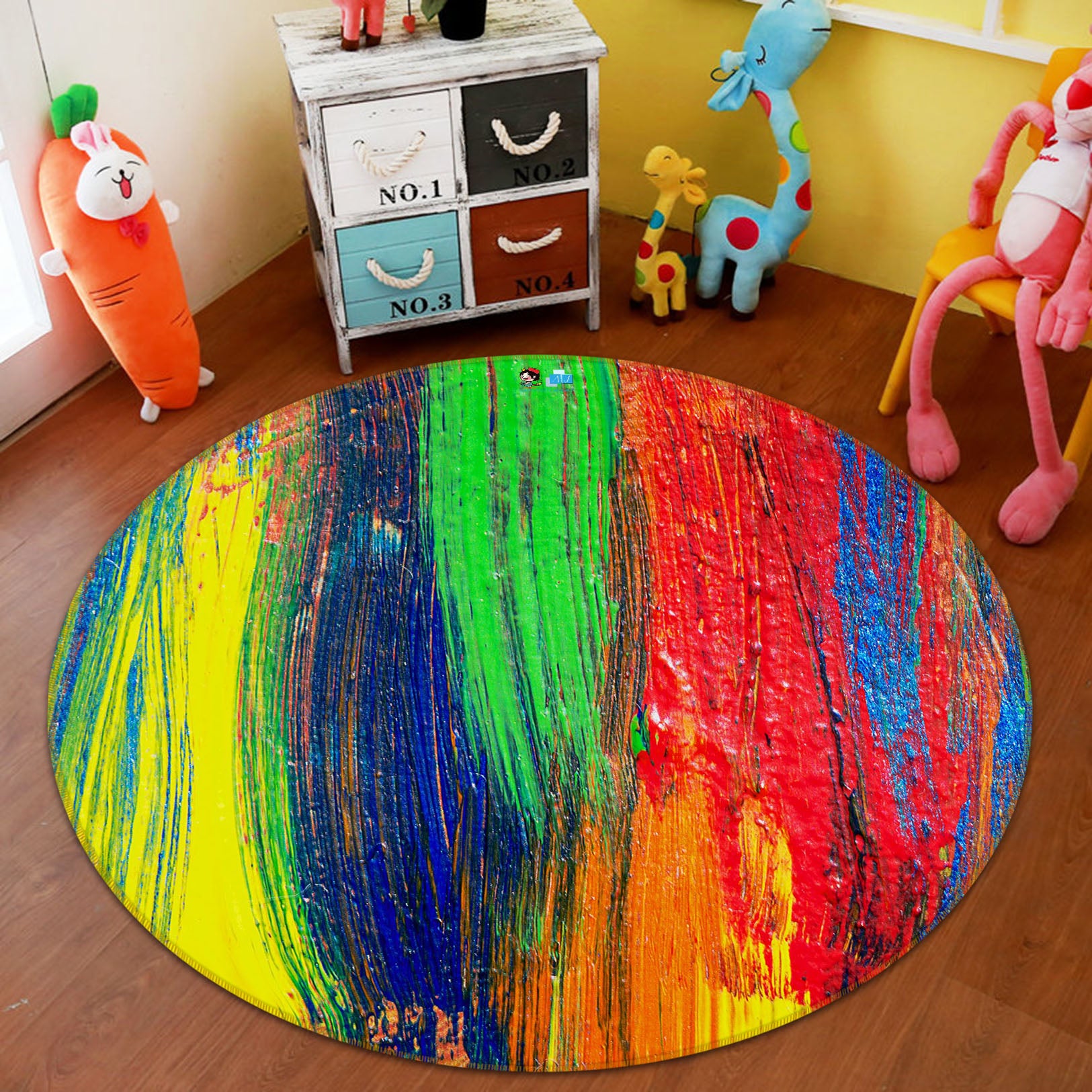 3D Colorful 71247 Round Non Slip Rug Mat