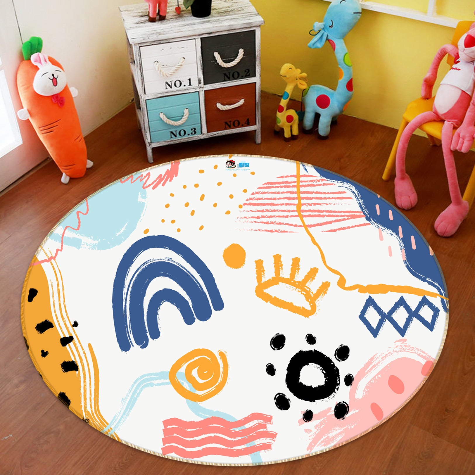 3D Weather Pattern 81249 Round Non Slip Rug Mat