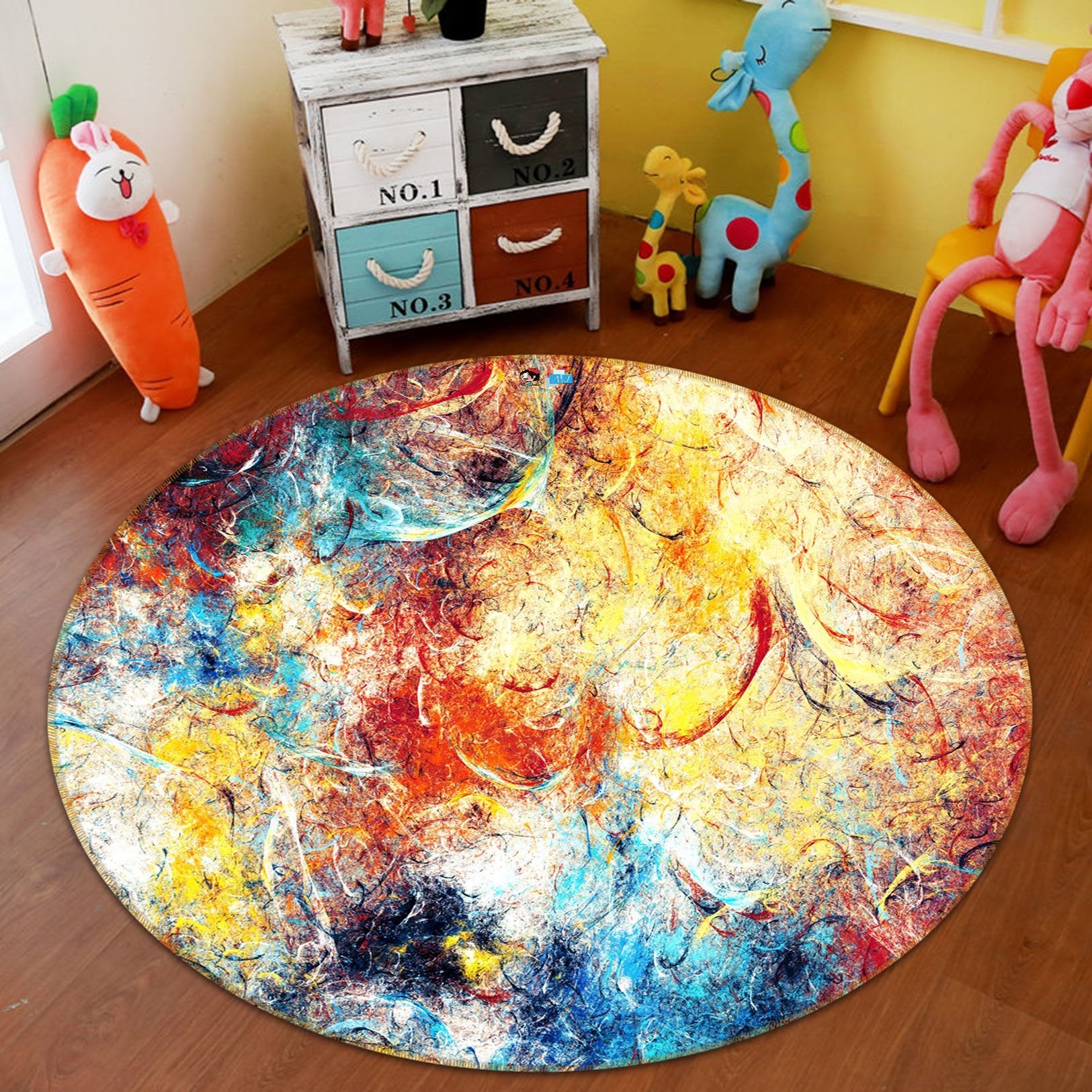 3D Colored Beautiful Scratches 93 Round Non Slip Rug Mat Mat AJ Creativity Home
