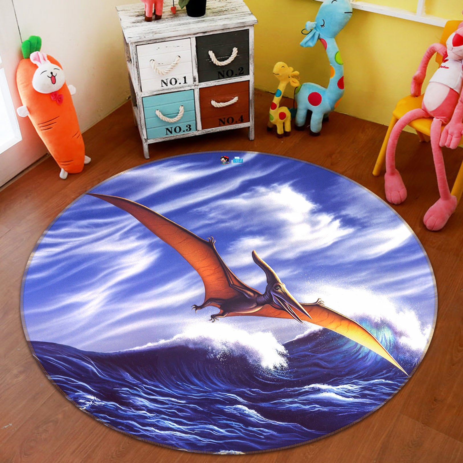 3D Pteranadon 85141 Jerry LoFaro Rug Round Non Slip Rug Mat