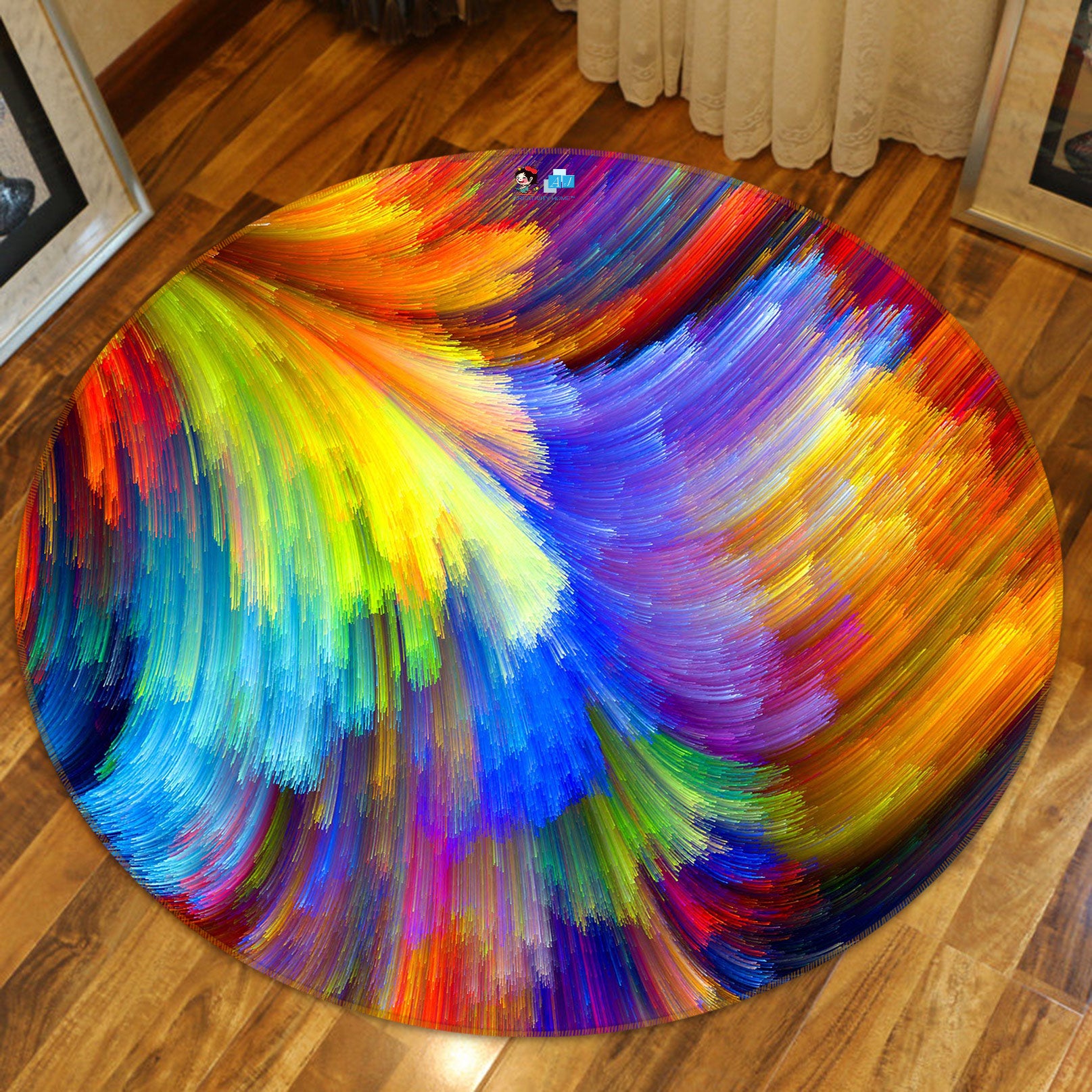 3D Color Texture 72203 Round Non Slip Rug Mat