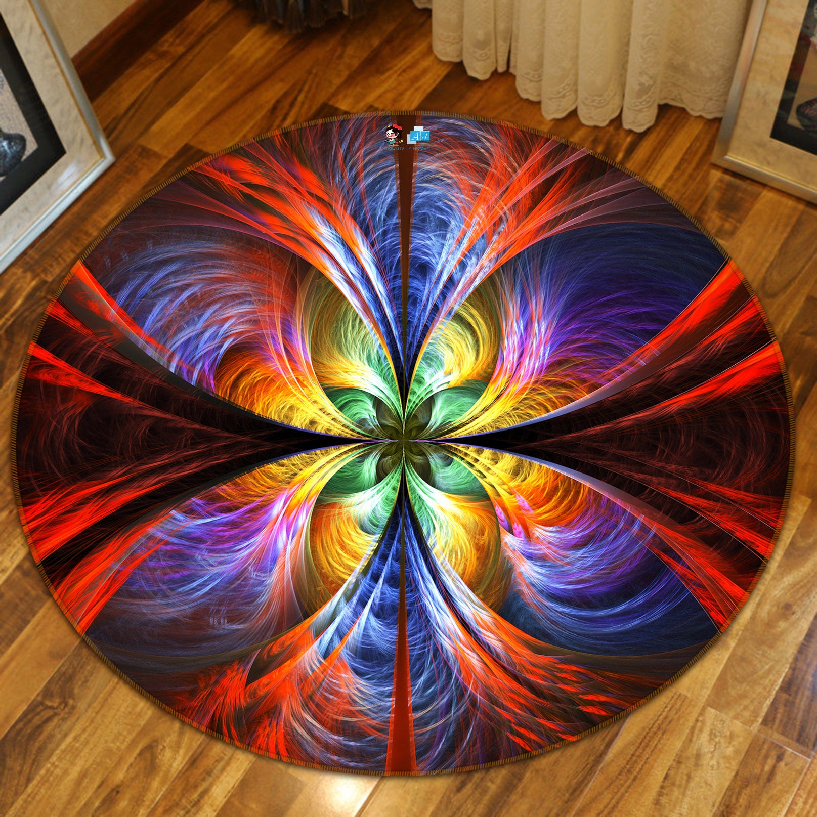 3D Color Abstract Pattern 74160 Round Non Slip Rug Mat
