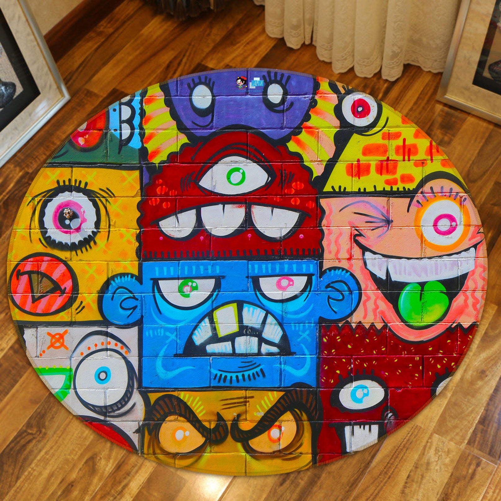 3D Graffiti Wall 72175 Round Non Slip Rug Mat