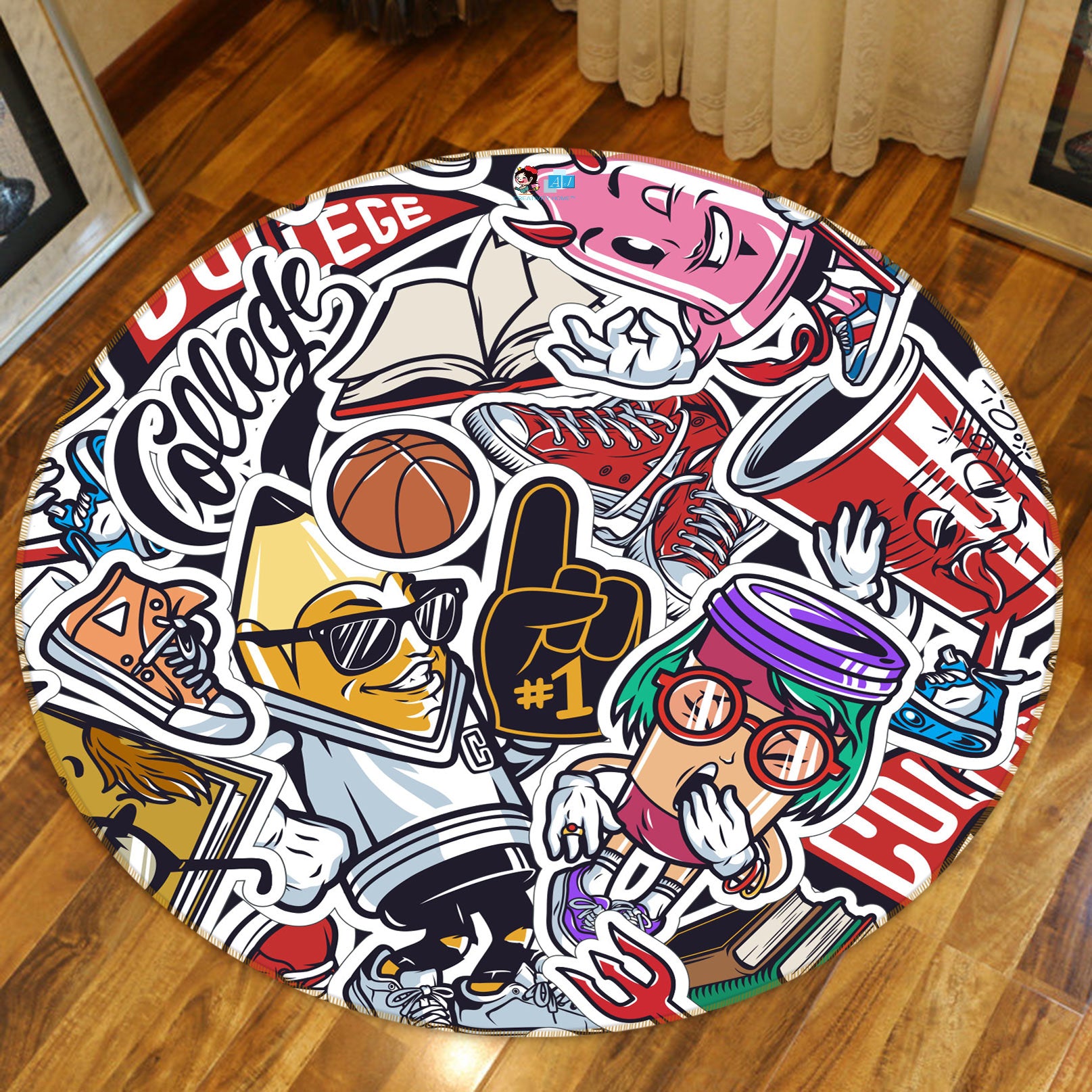 3D Doodle Stickers 81157 Round Non Slip Rug Mat