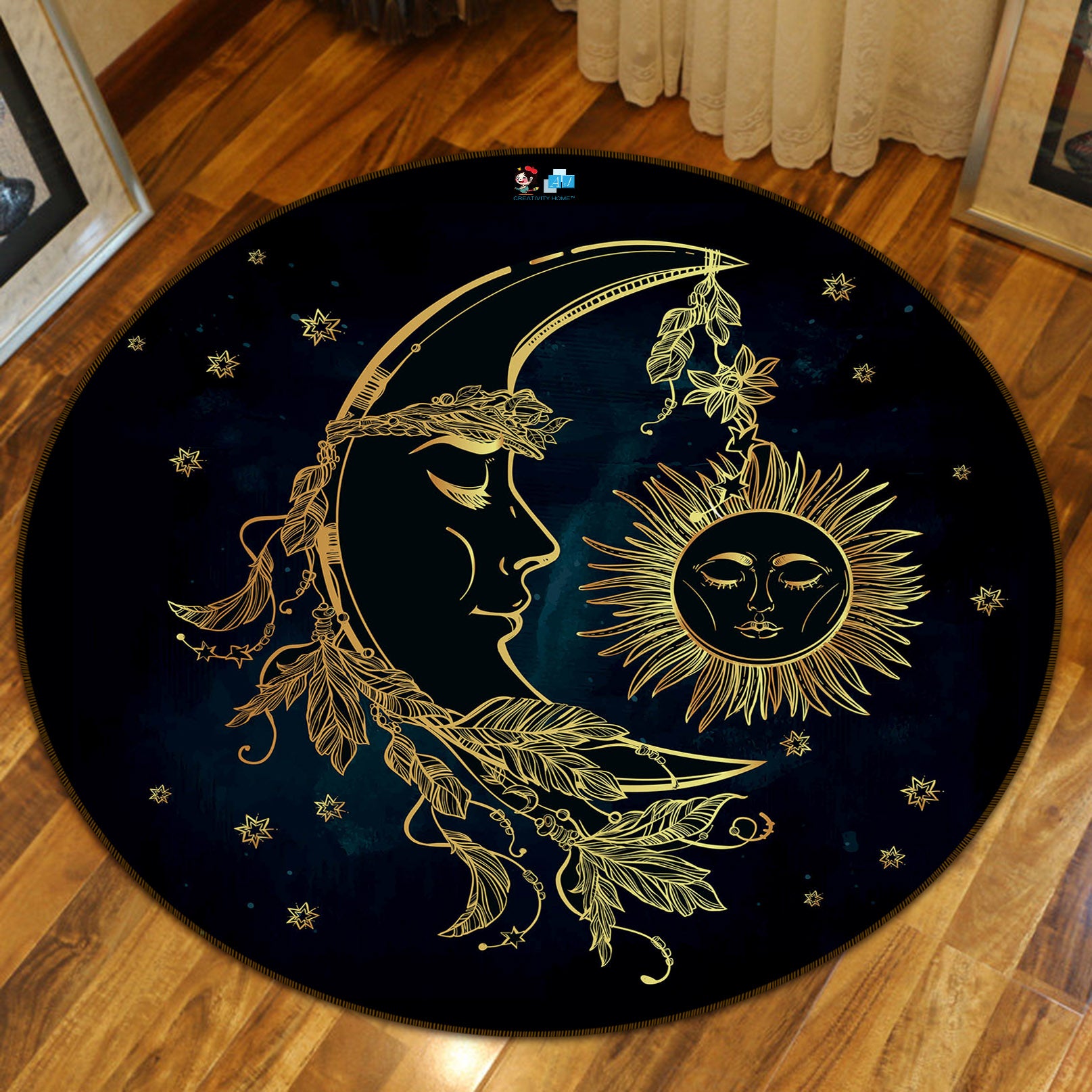 3D Moon Pattern 75088 Round Non Slip Rug Mat