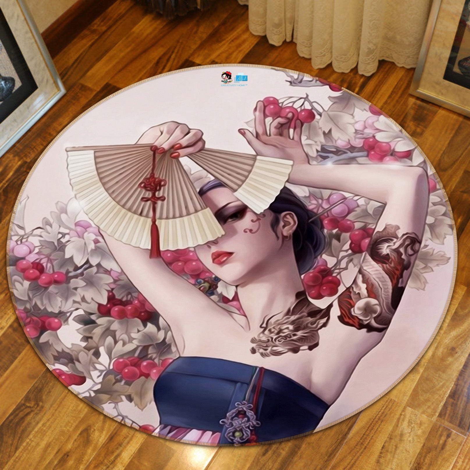 3D Fan Beauty 74051 Round Non Slip Rug Mat
