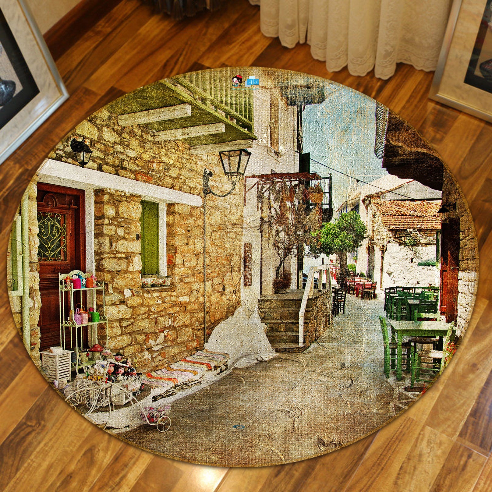 3D Town House 74123 Round Non Slip Rug Mat
