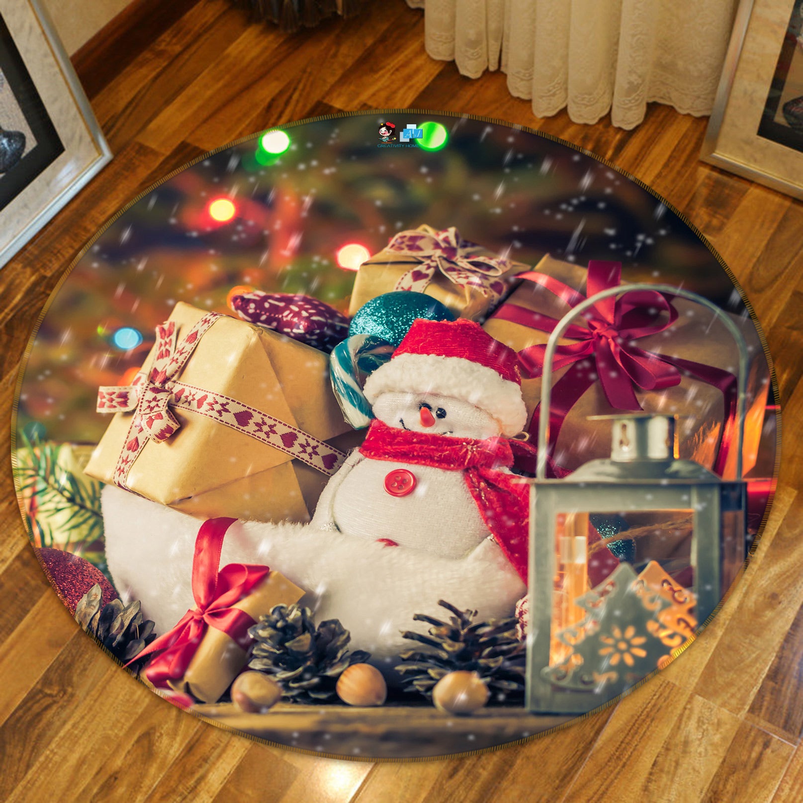 3D Doll Gift 54029 Christmas Round Non Slip Rug Mat Xmas
