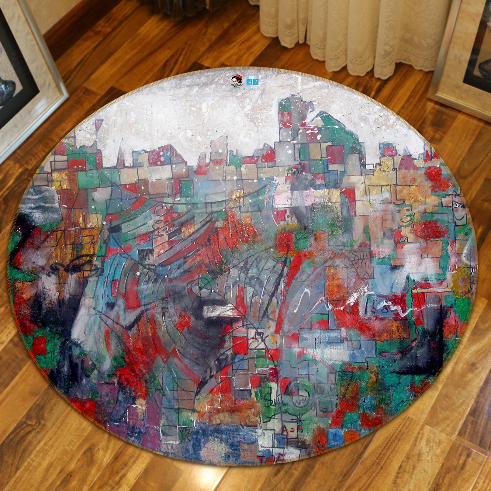 3D Graffiti 74083 Round Non Slip Rug Mat