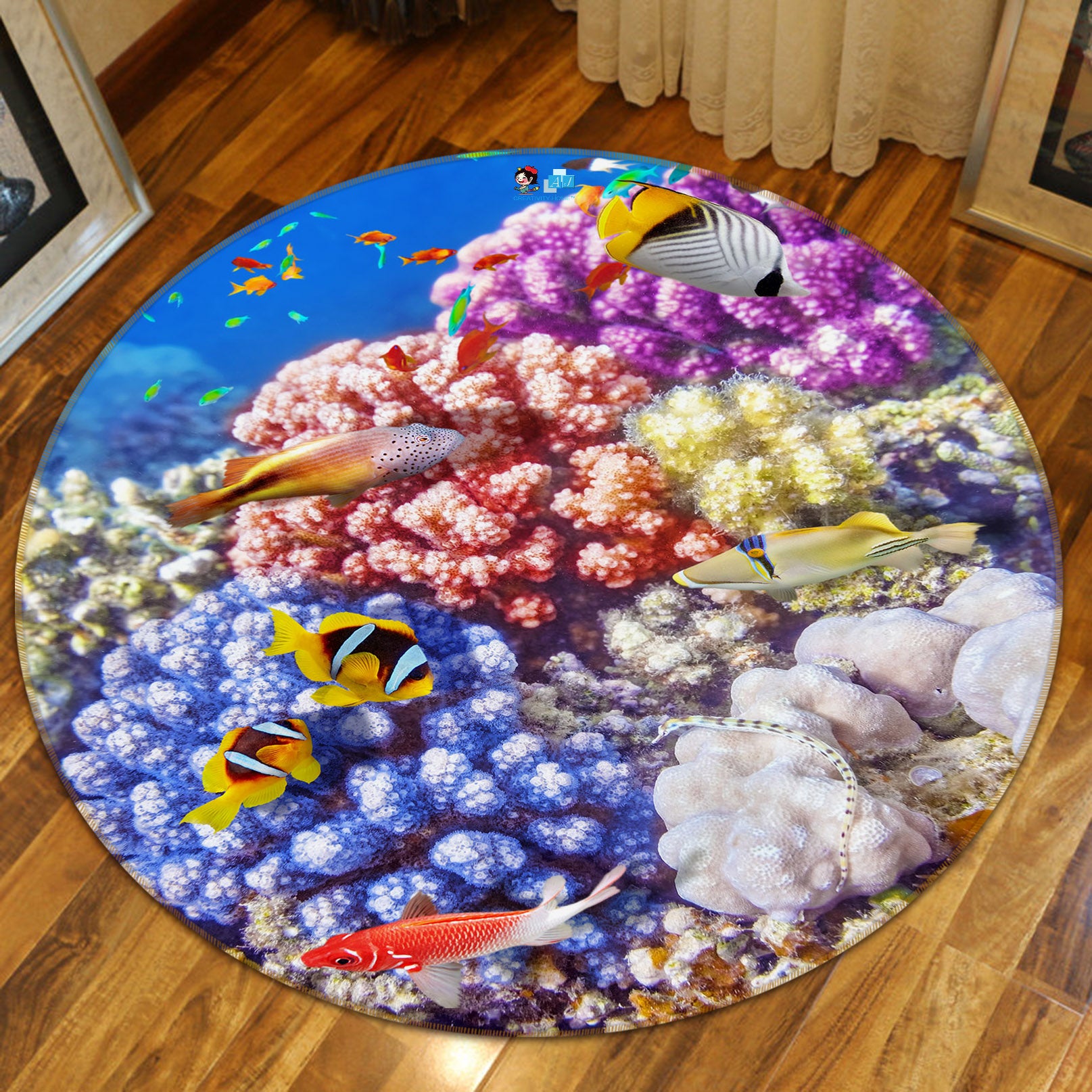 3D Coral Fish 69059 Round Non Slip Rug Mat