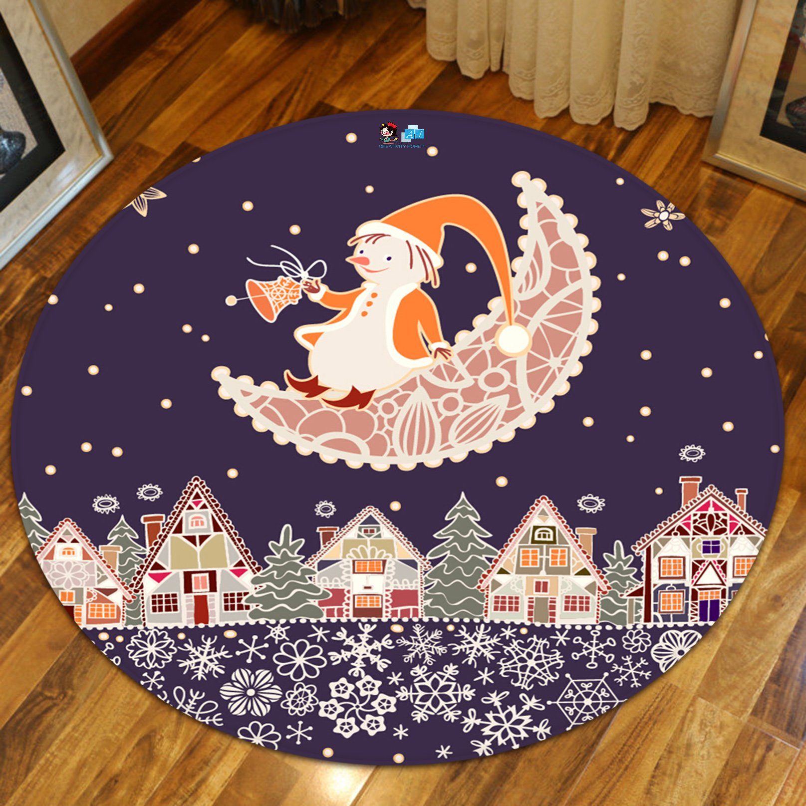 3D Snowflake Moon Lace 091 Round Non Slip Rug Mat Mat AJ Creativity Home
